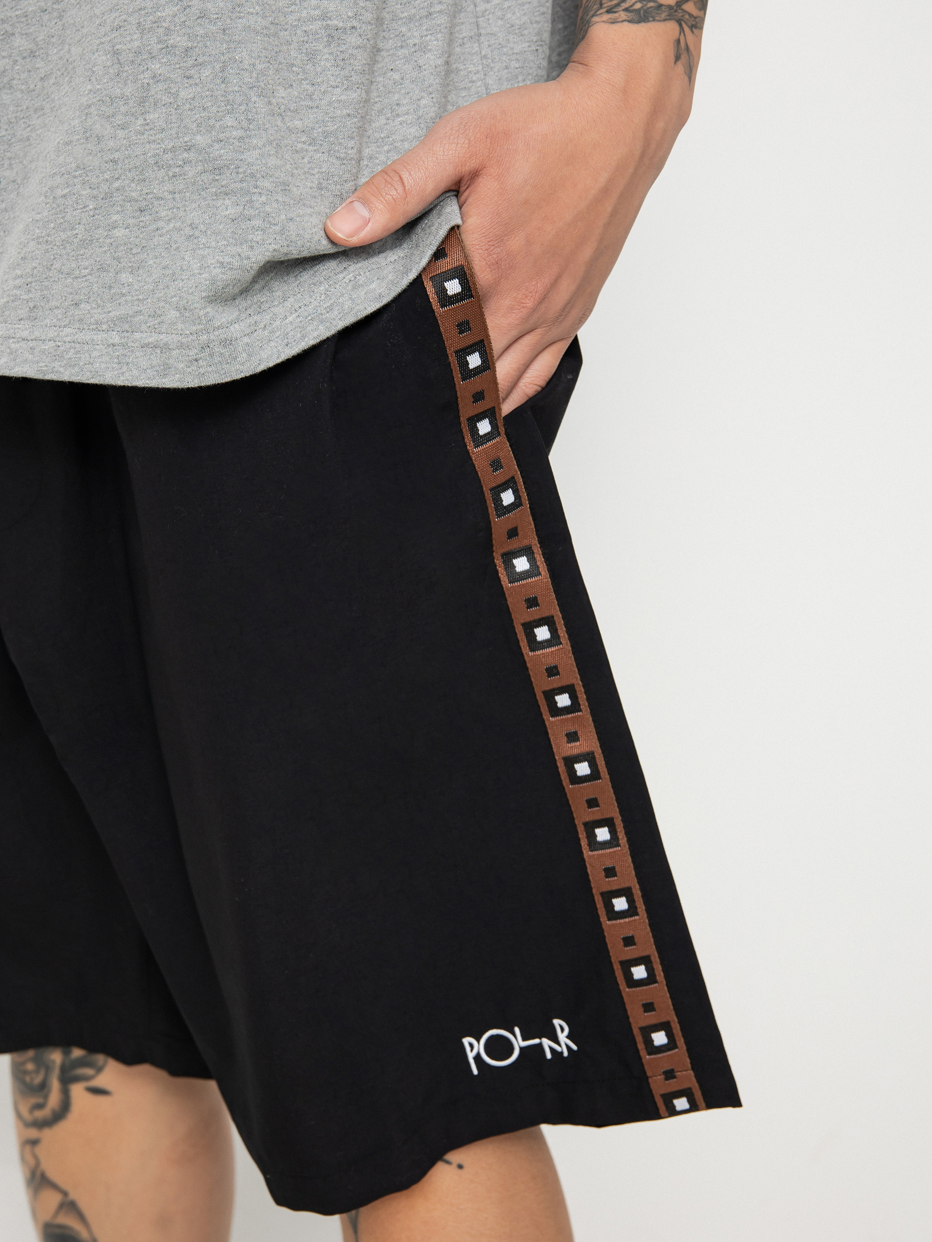 Polar Skate Square Stripe City Swim Rövidnadrág (black/brown)