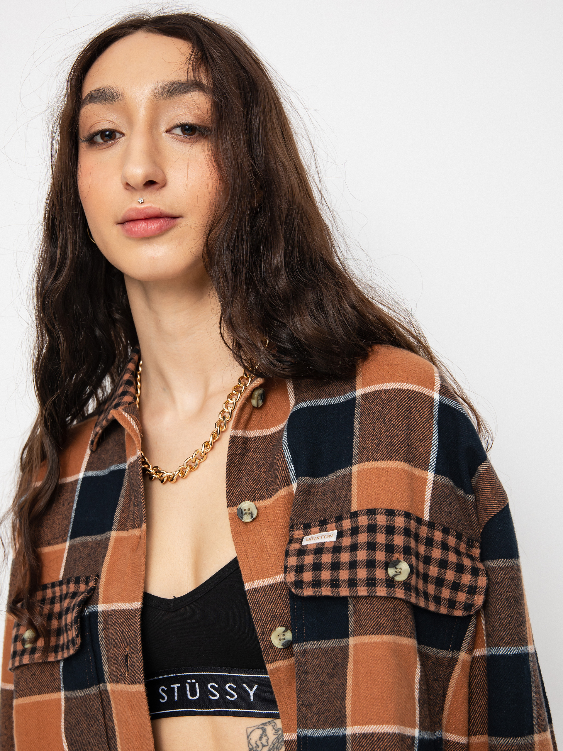 Brixton Bowery Flannel Ls Ing Wmn (hide/black)