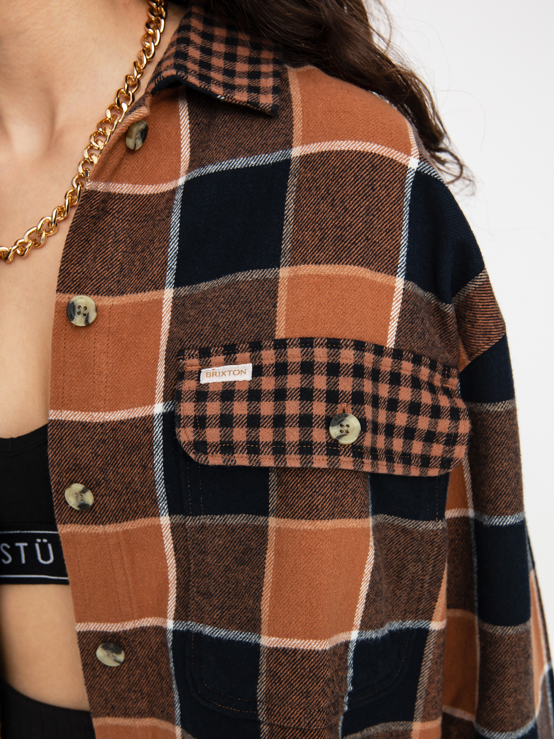 Brixton Bowery Flannel Ls Ing Wmn (hide/black)