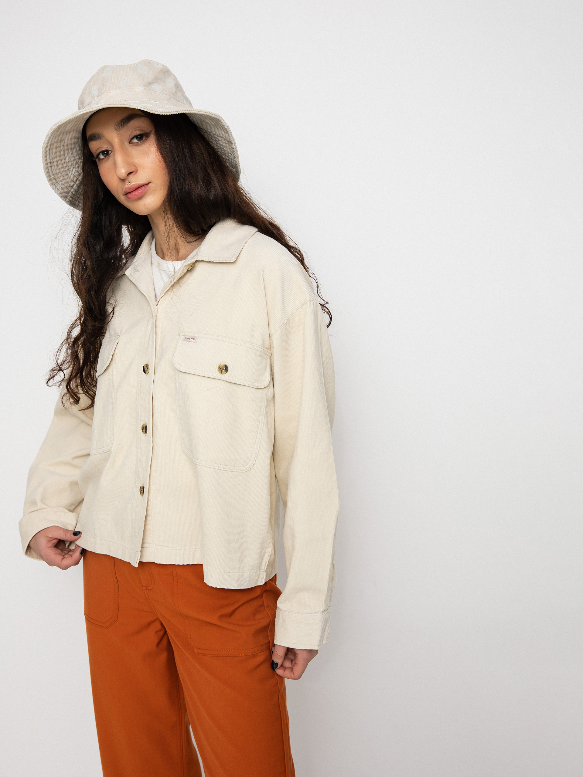 Brixton Bowery W Corduroy Flannel Ls Ing Wmn (dove)