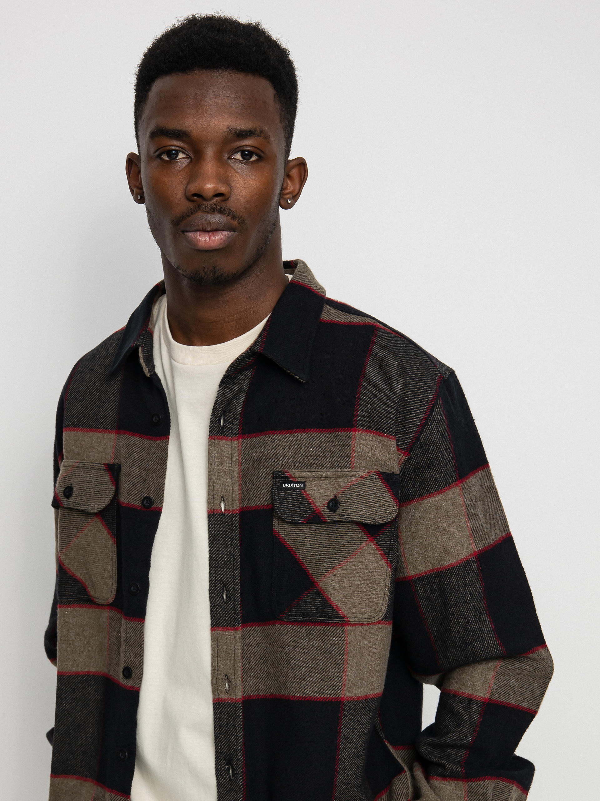 Brixton Ing Bowery Flannel Ls (heather grey/charcoal)