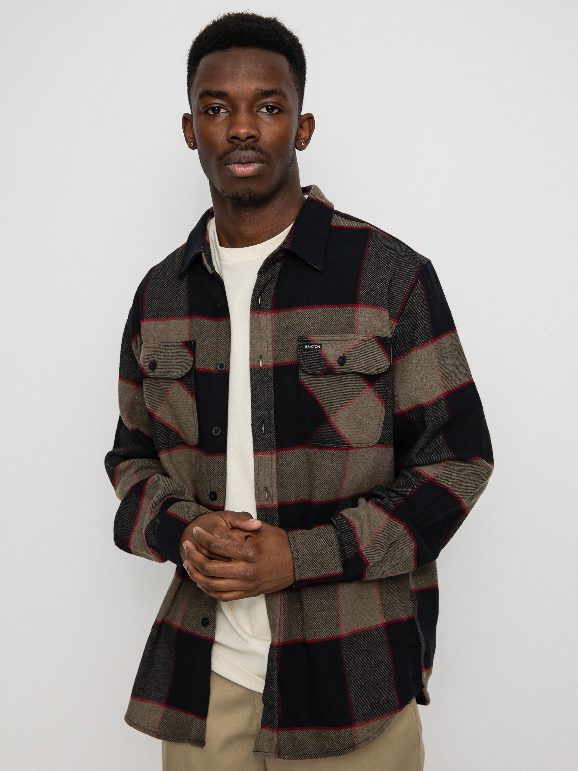 Brixton Ing Bowery Flannel Ls (heather grey/charcoal)