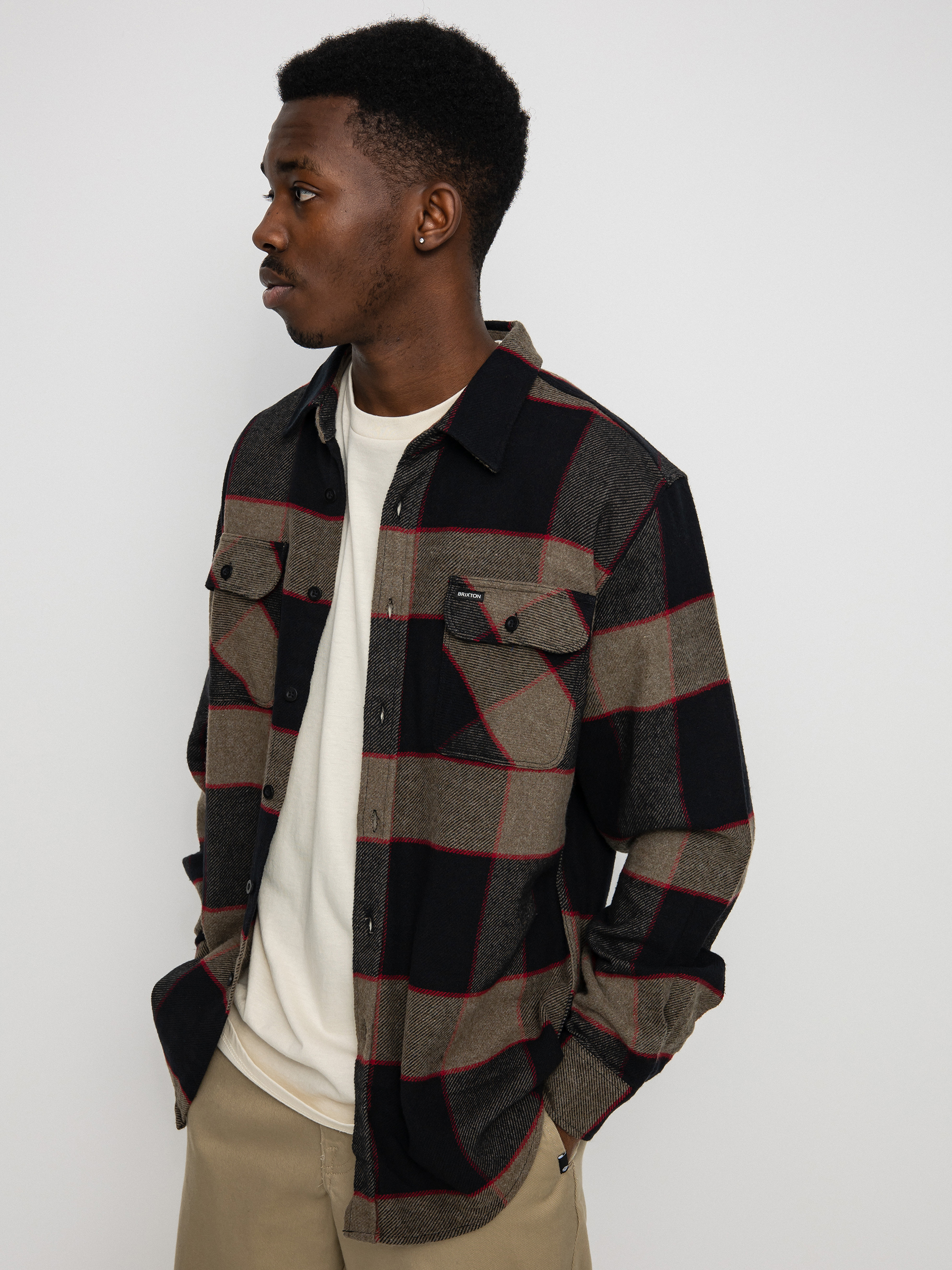 Brixton Ing Bowery Flannel Ls (heather grey/charcoal)