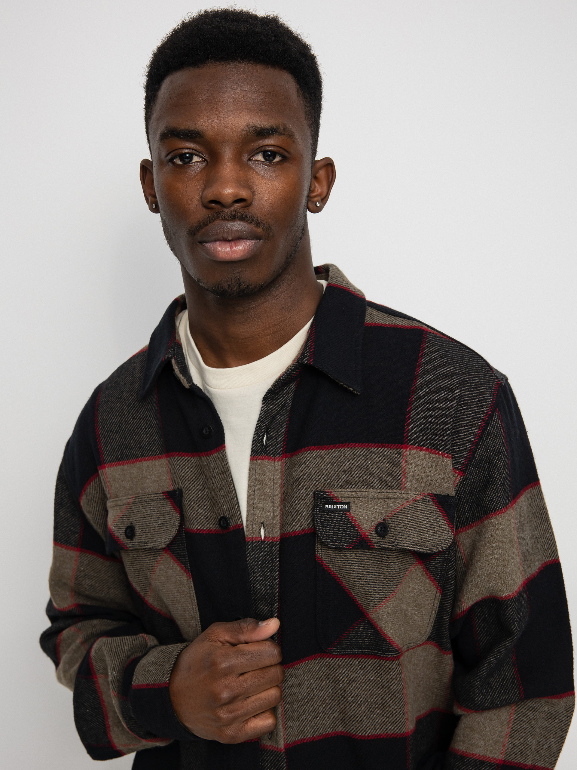 Brixton Ing Bowery Flannel Ls (heather grey/charcoal)