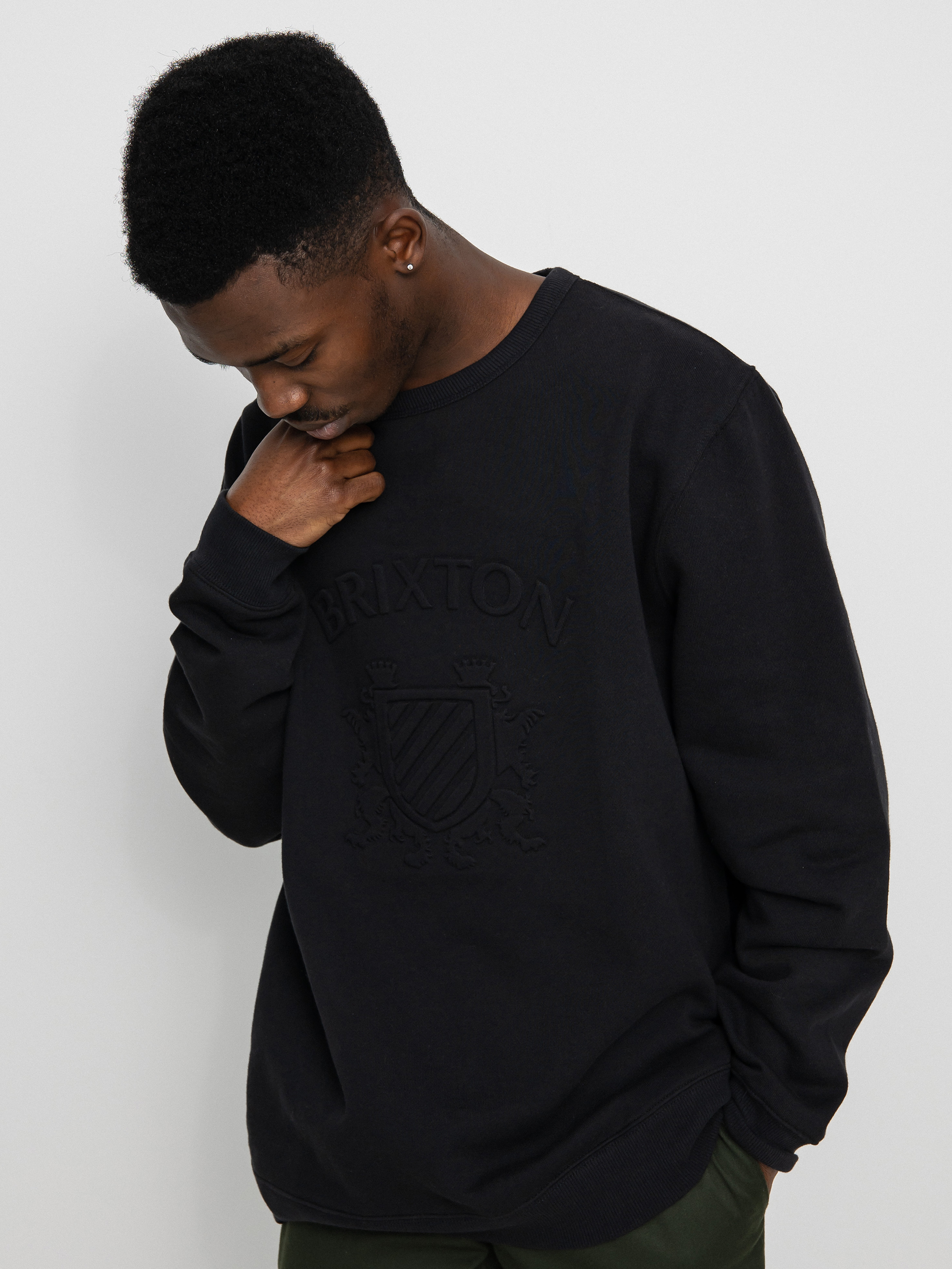 Brixton Lion Crest Crew Pulóver (black)