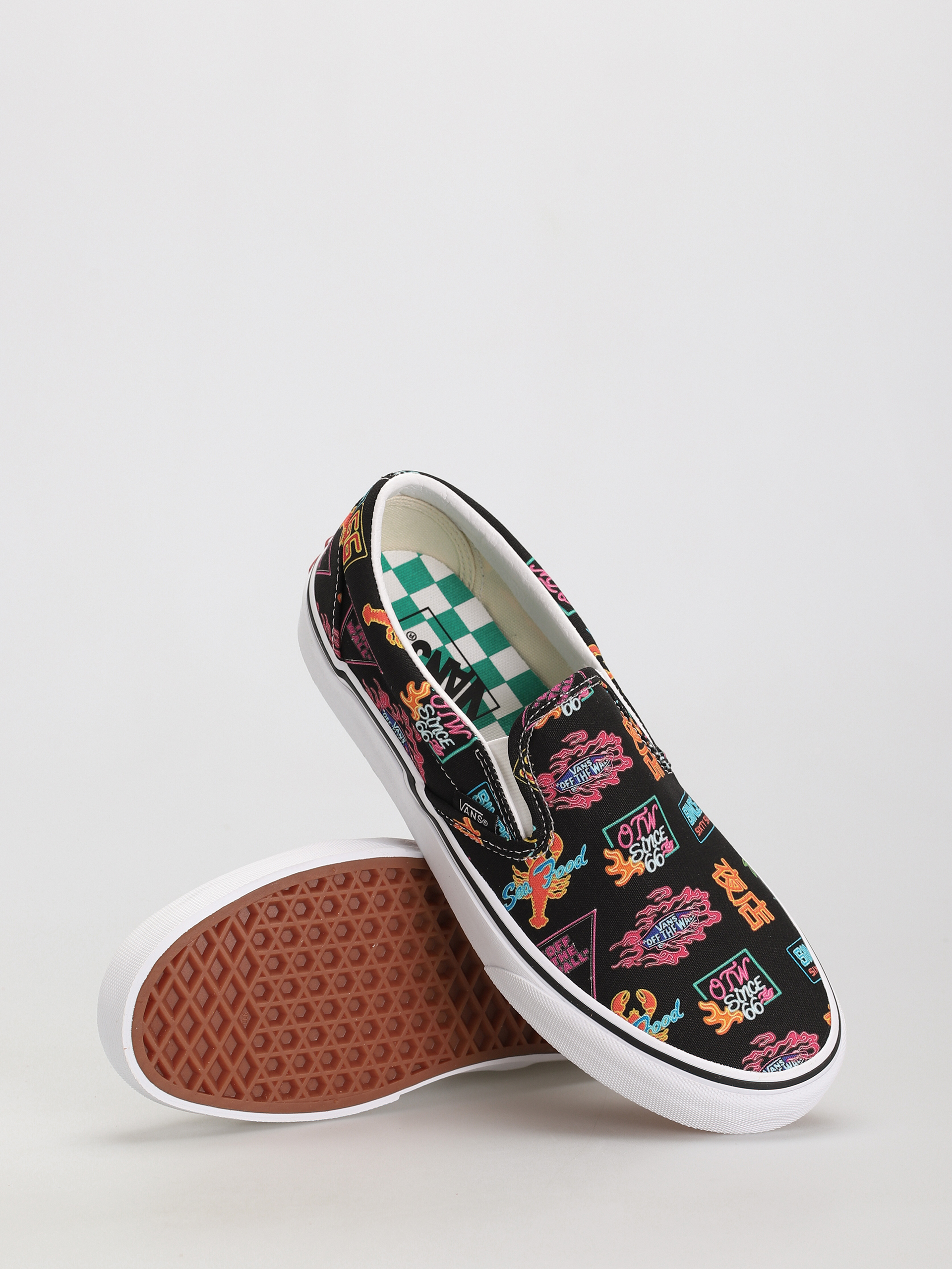 Vans Classic Slip On Cipők (vans market/black/neon)