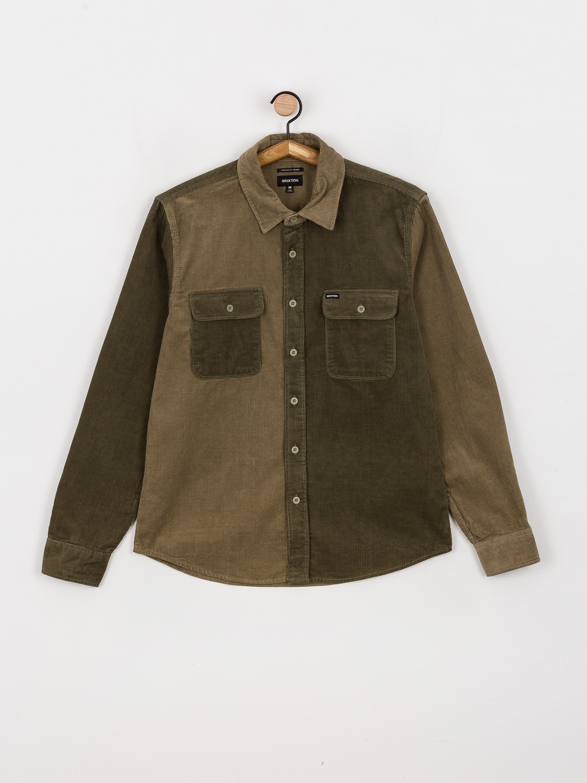 Brixton Bowery Corduroy Flannel Ls Ing (military olive/mermaid)
