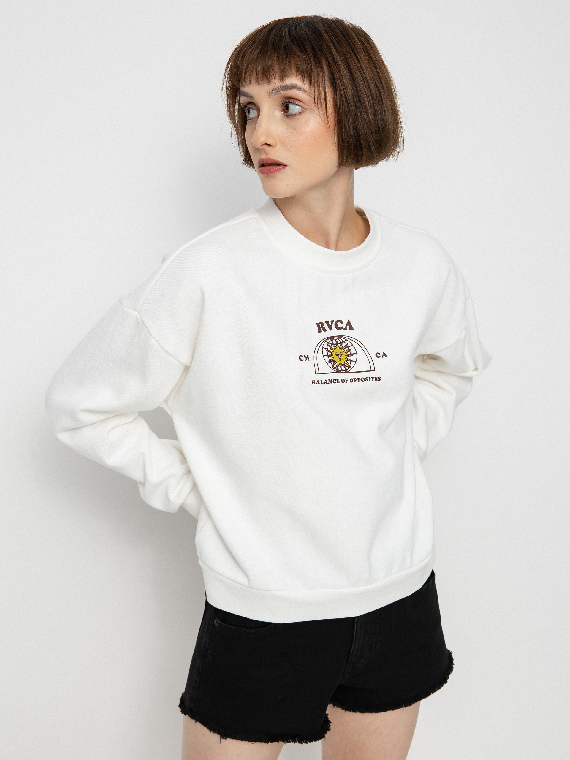 RVCA West Crew Pulóver Wmn (vintage white)