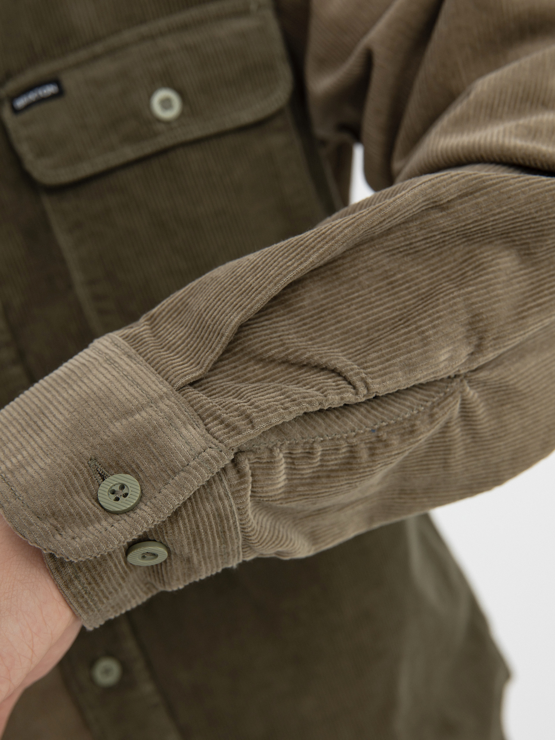 Brixton Bowery Corduroy Flannel Ls Ing (military olive/mermaid)