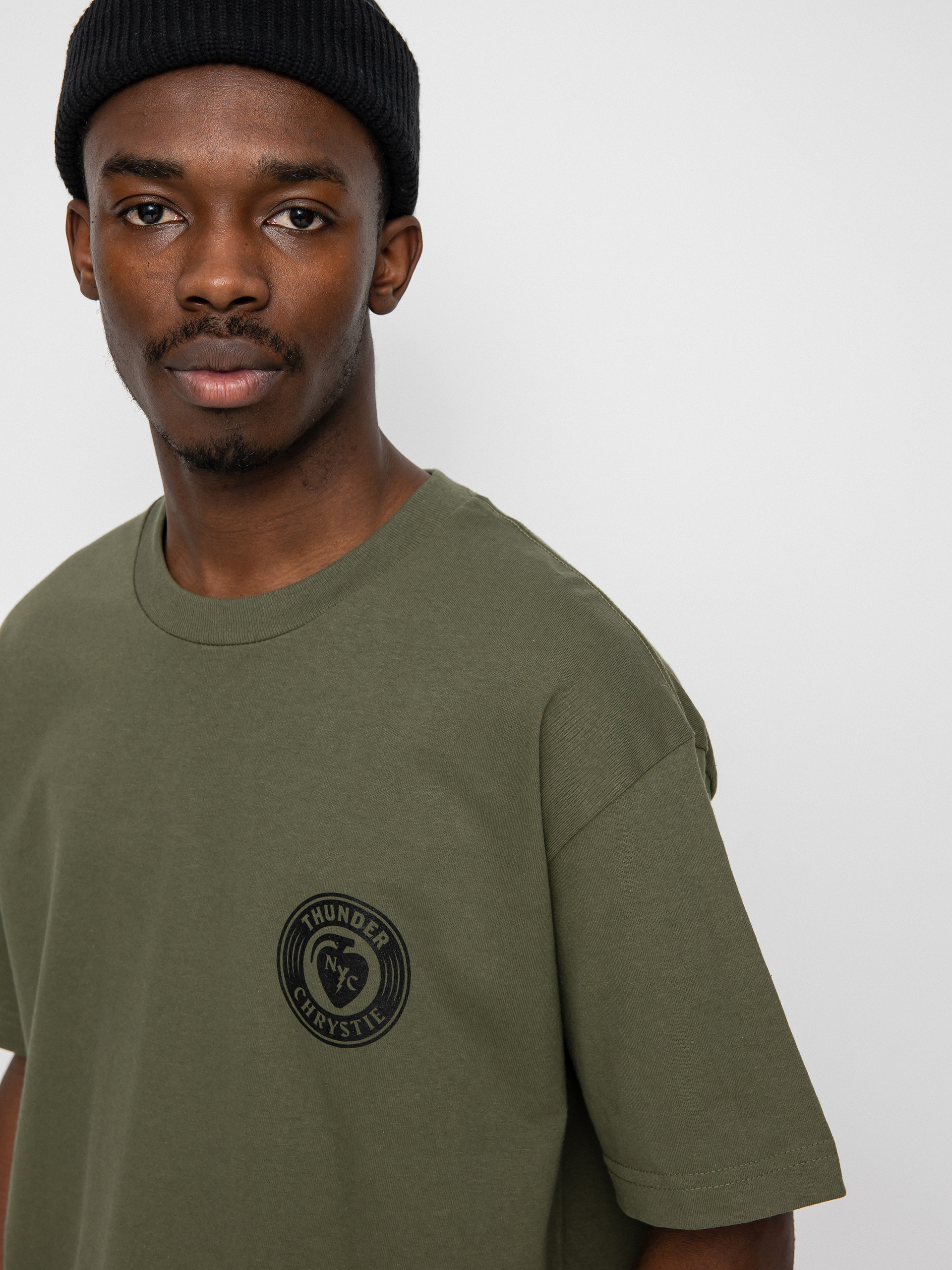 Thunder X Chrystie Circle Logo póló (army green)