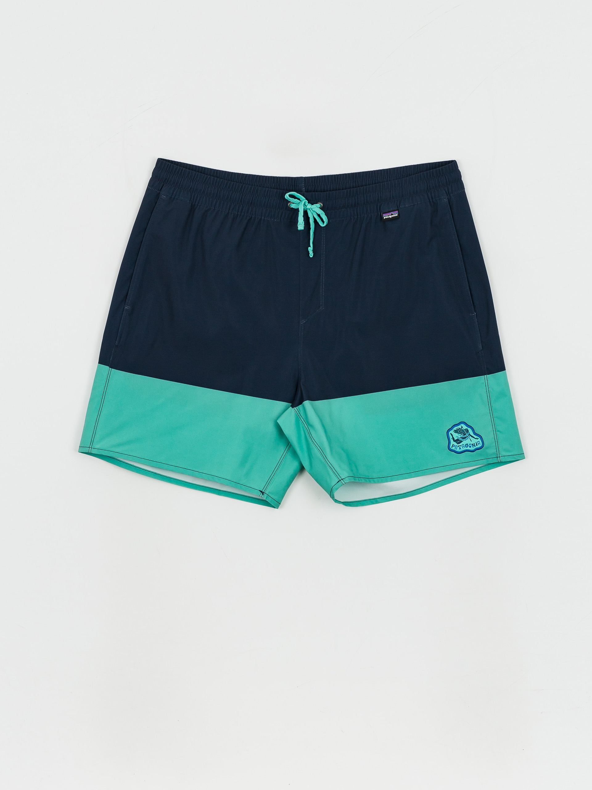 Patagonia Hydropeak Volley 16 in Boardshort (defend our oceans santa cruz block tidepool blue)