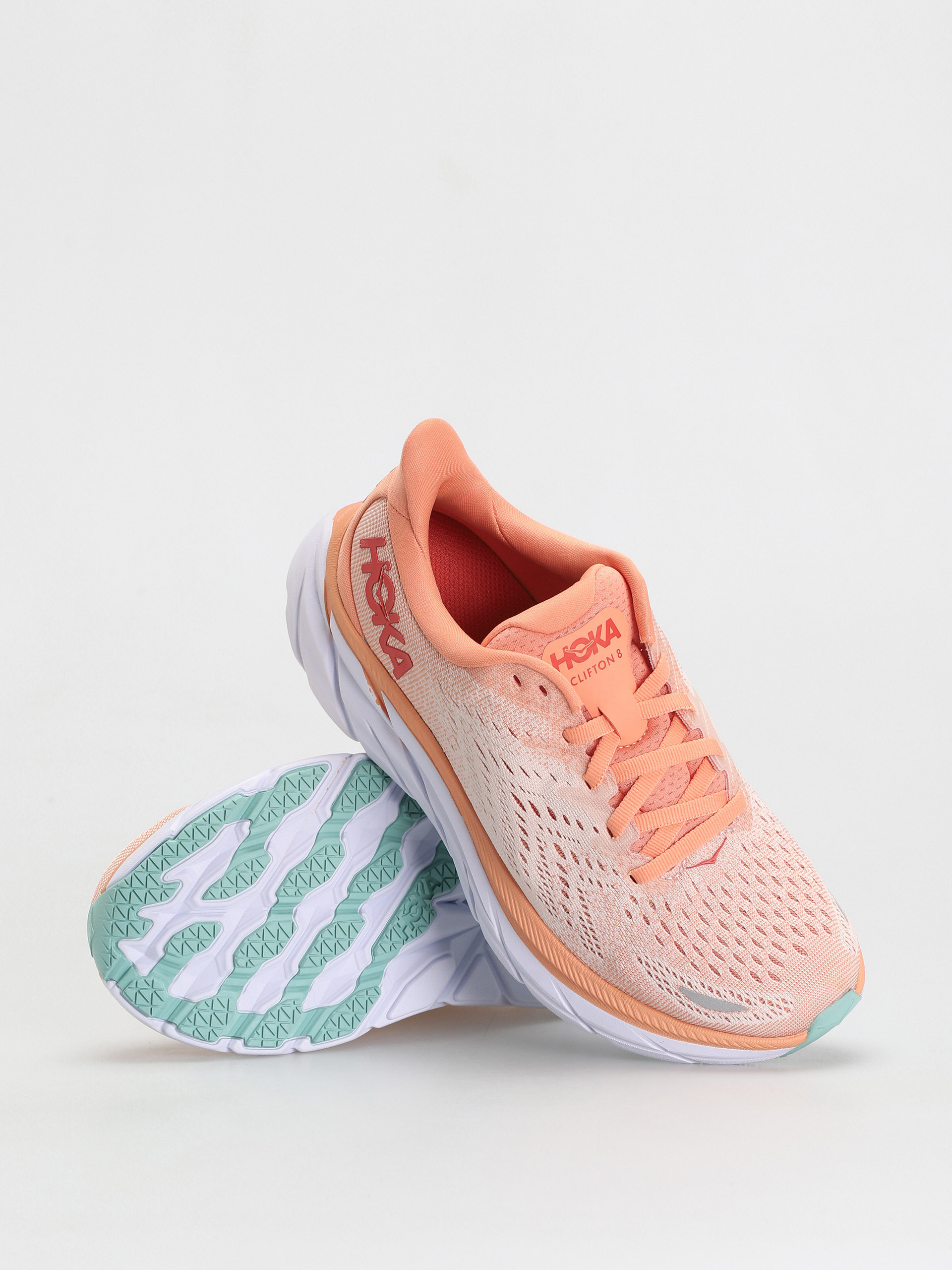 Hoka One One Clifton 8 Cipők Wmn (cantaloupe/silver peony)