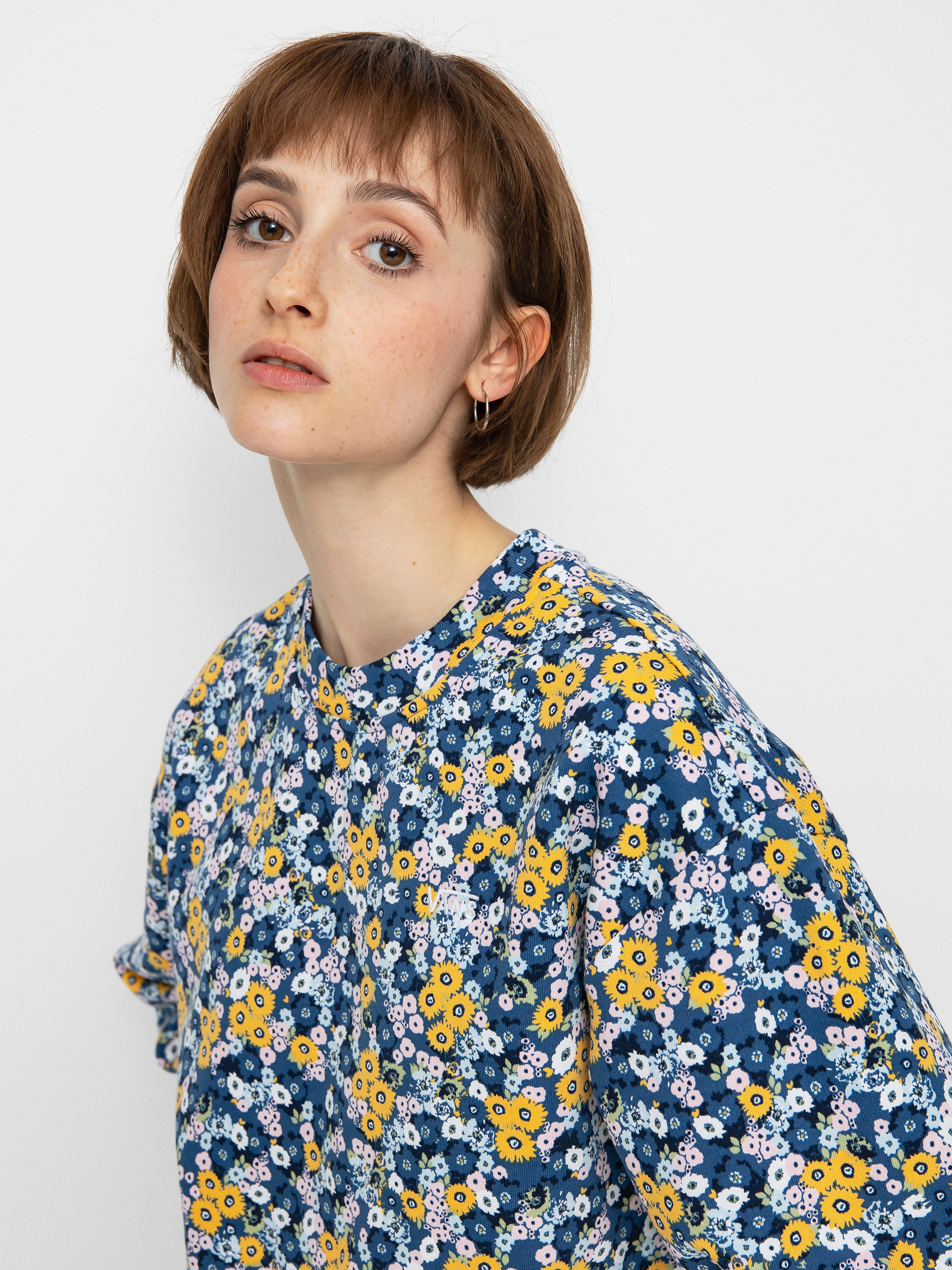 Vans Deco Ditsy Crop Pulóver Wmn (true navy)