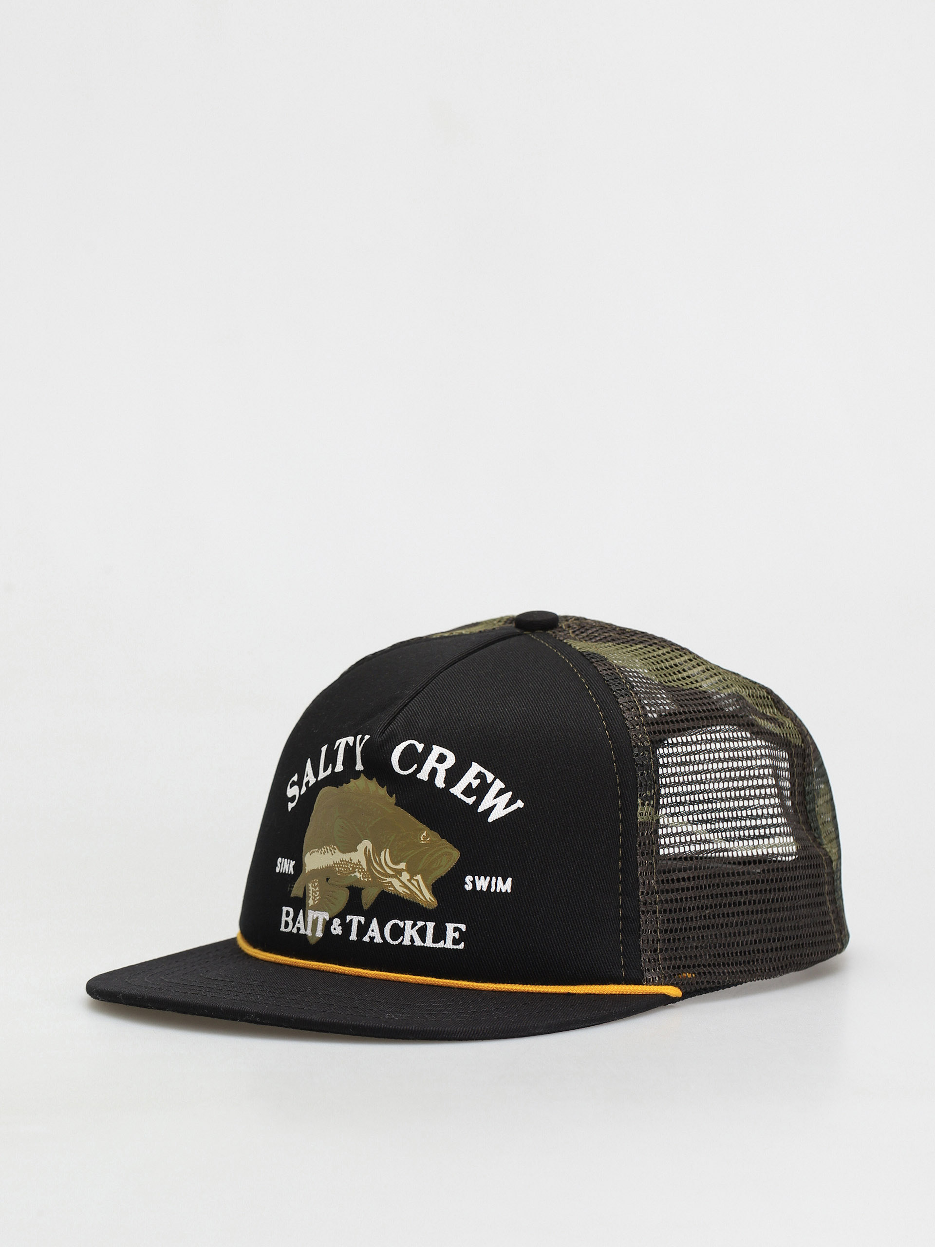 Salty Crew Bass Man Trucker Baseball sapka (black camo)