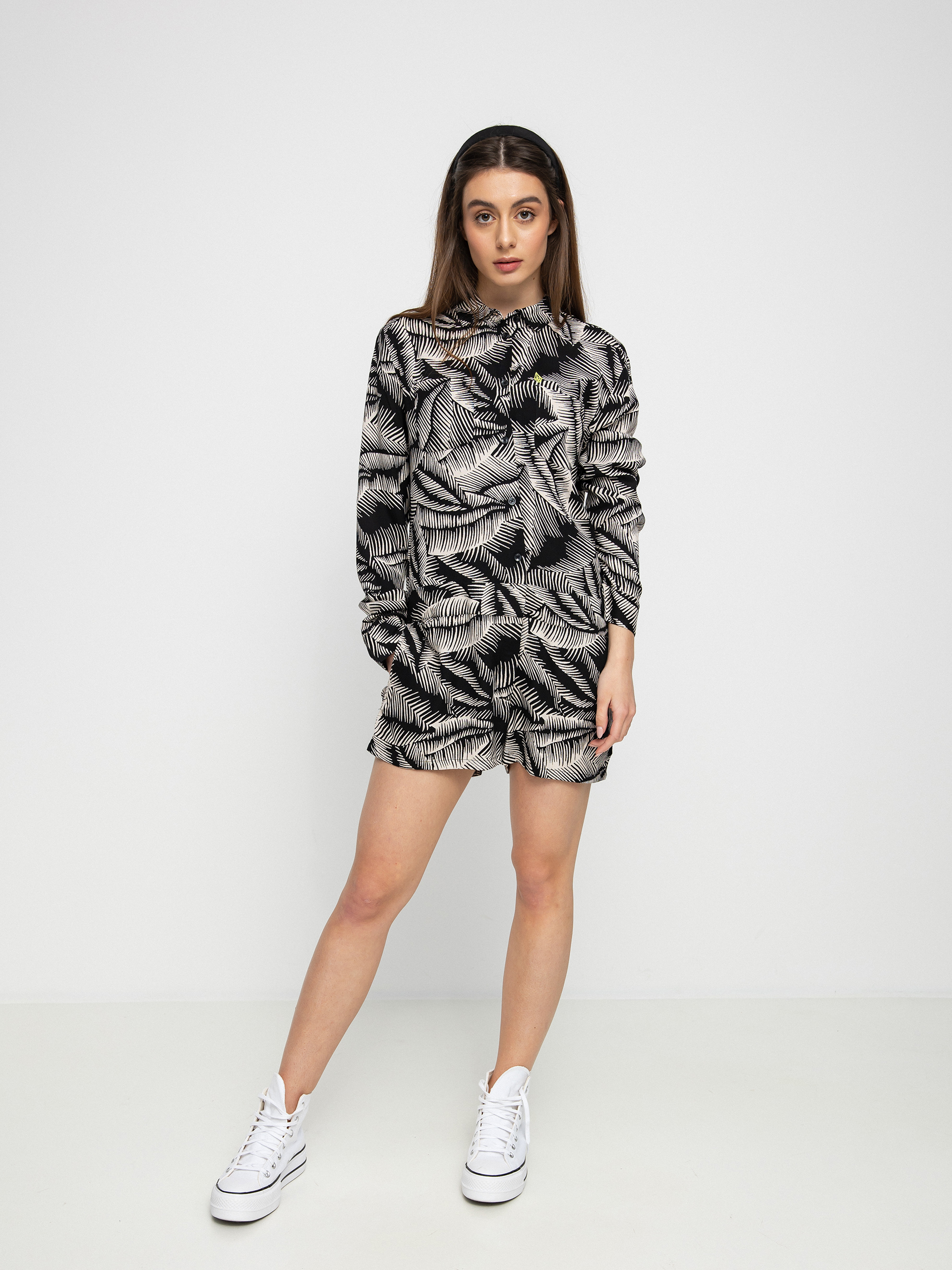 Női Volcom Stay Palm Romper Teniszruha (black white)