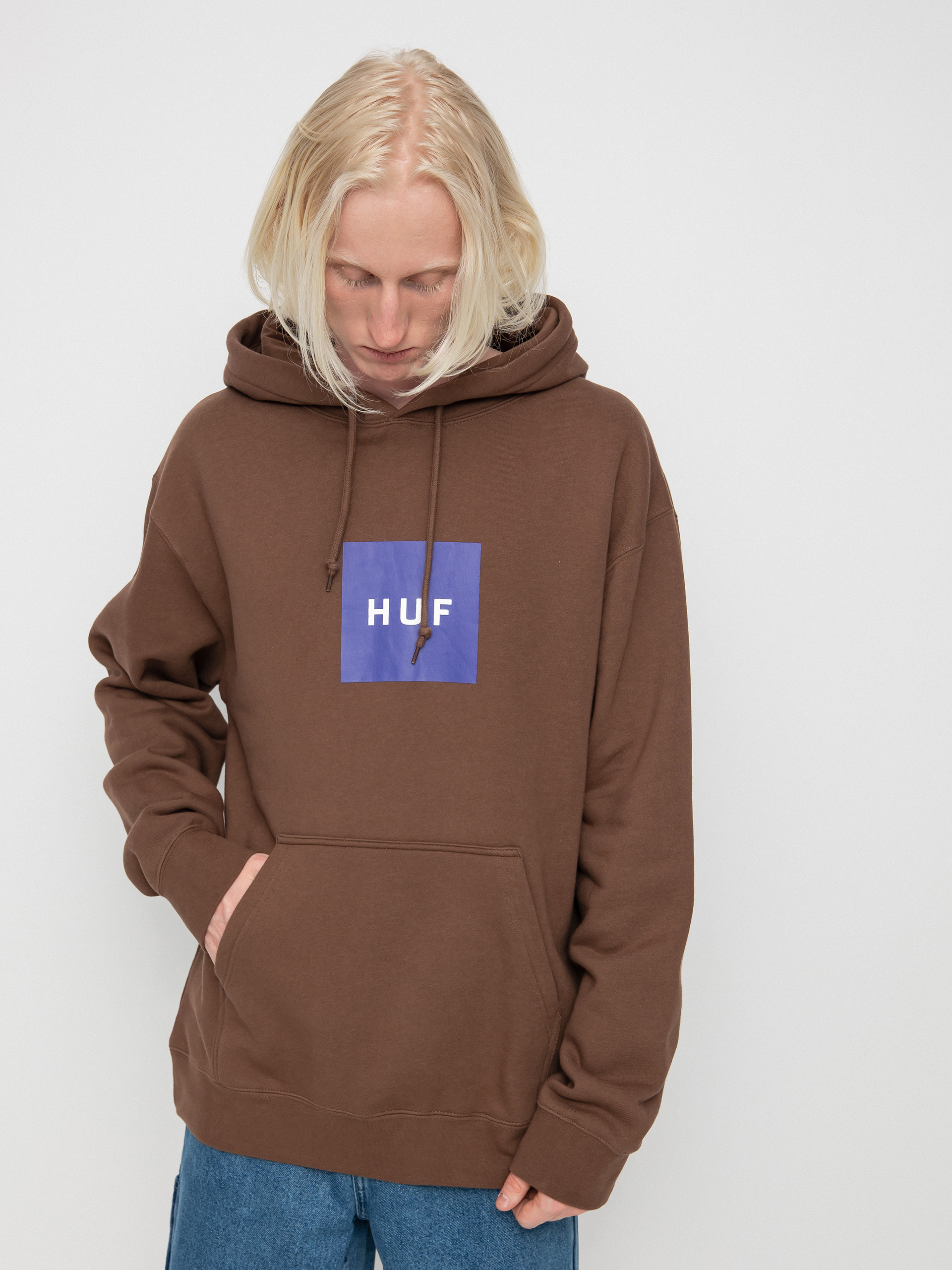 HUF Essentials Box Logo HD Kapucnis pulóver (brown)