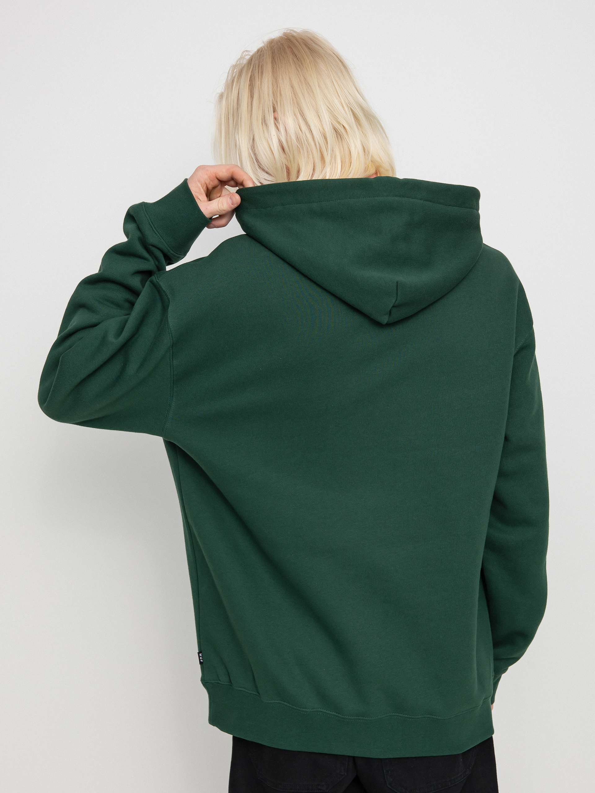 HUF Essentials OG Logo HD Kapucnis pulóver (forest green)