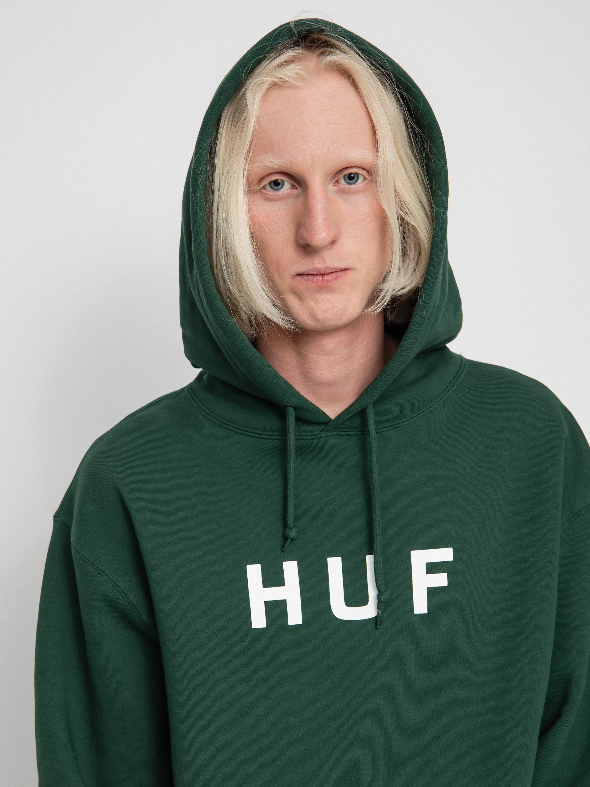 HUF Essentials OG Logo HD Kapucnis pulóver (forest green)