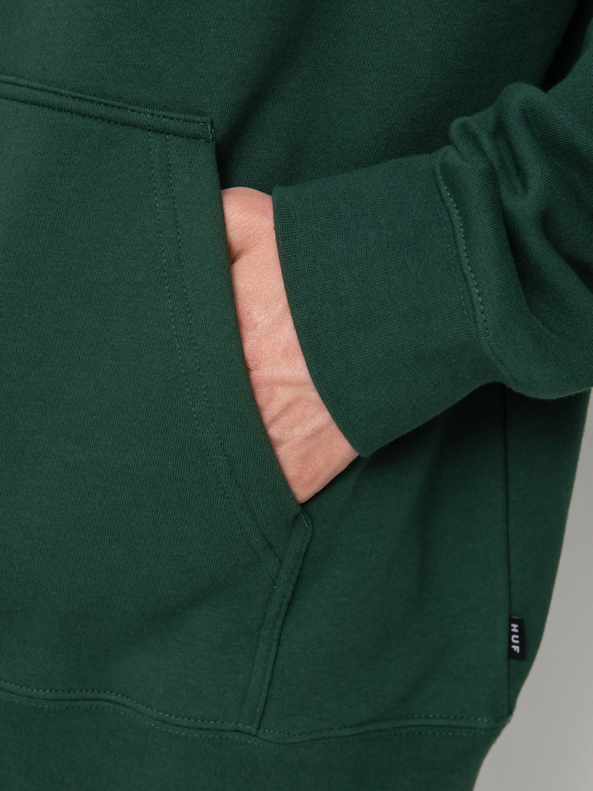 HUF Essentials OG Logo HD Kapucnis pulóver (forest green)