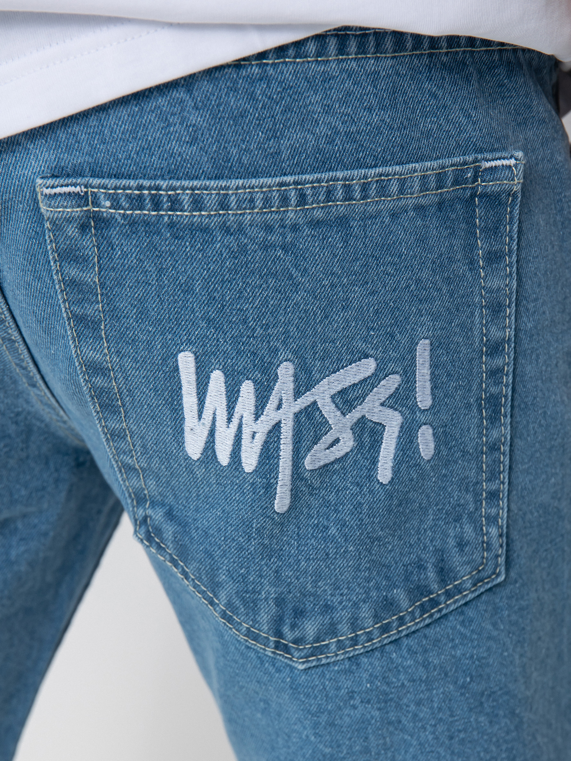 MassDnm Signature Jeans Straight Fit Rövidnadrág (light blue)