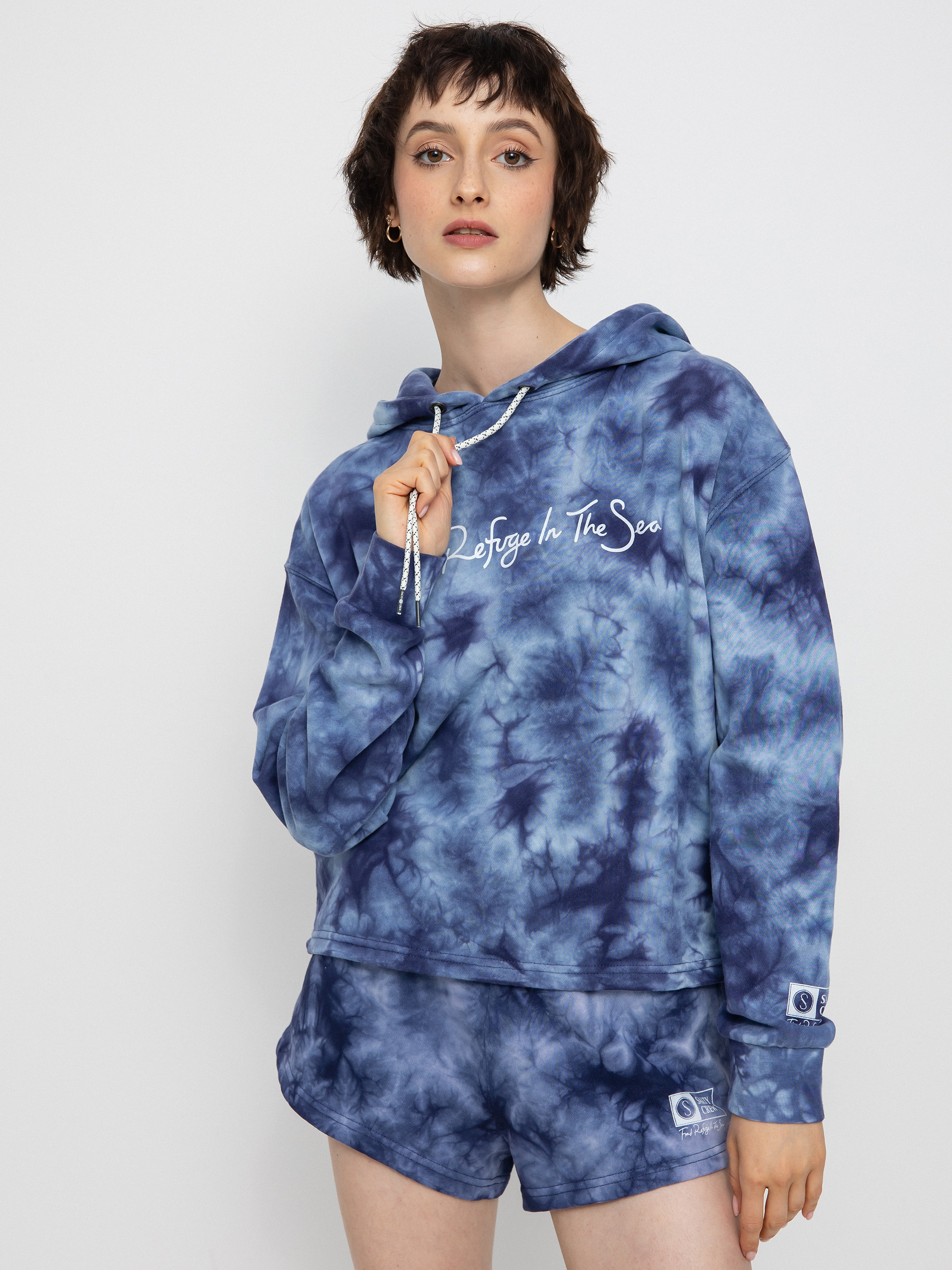 Salty Crew Sand Set Crop Kapucnis pulóver Wmn (navy tie dye)
