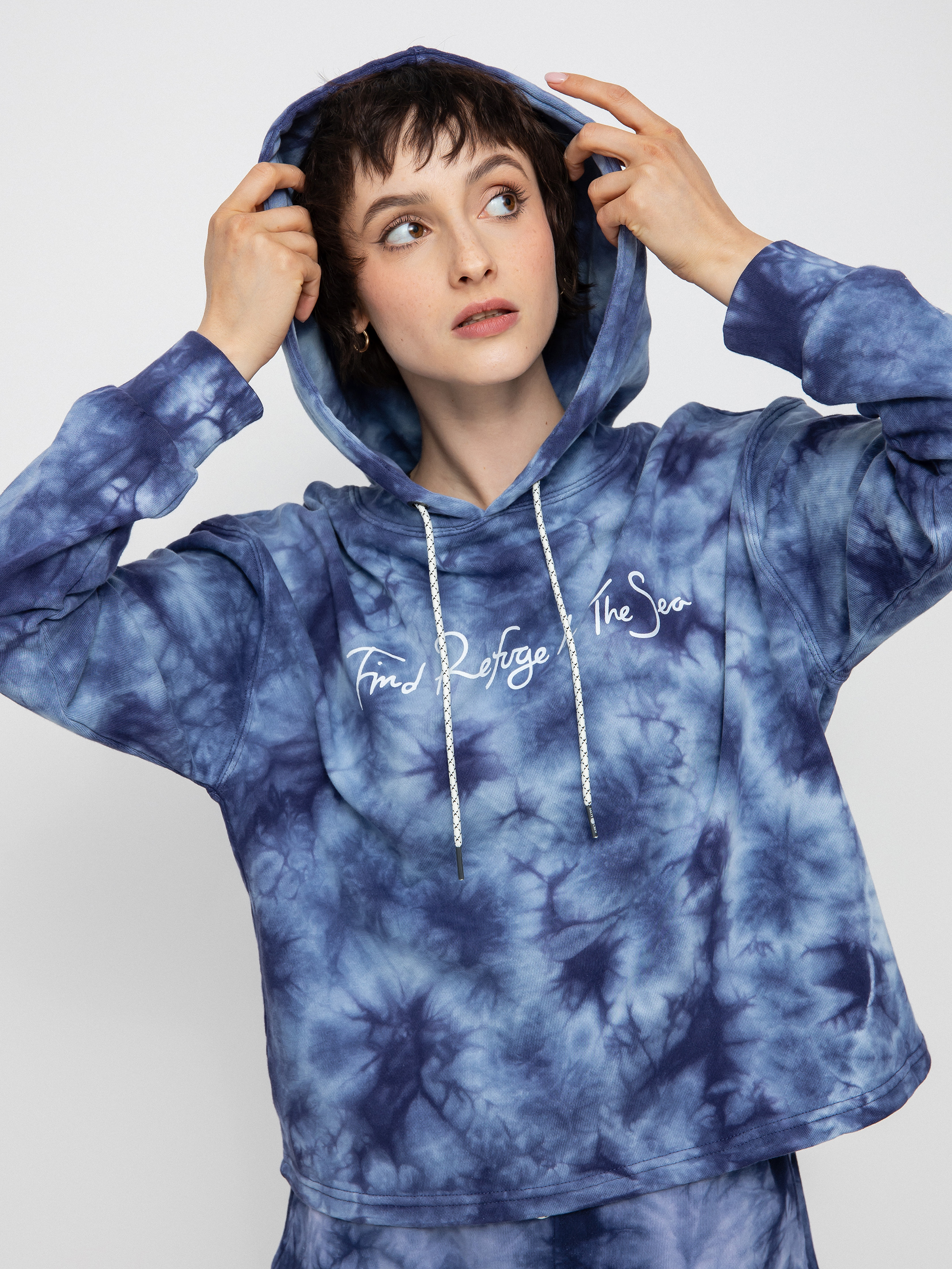 Salty Crew Sand Set Crop Kapucnis pulóver Wmn (navy tie dye)