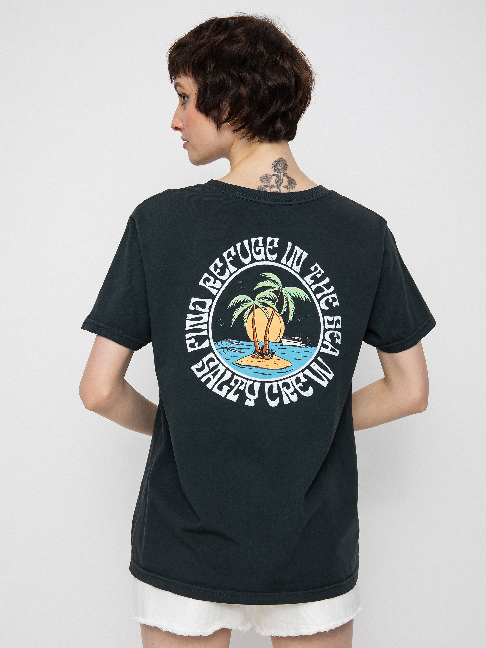 Salty Crew Dos Palms Boyfriend póló Wmn (vintage black)