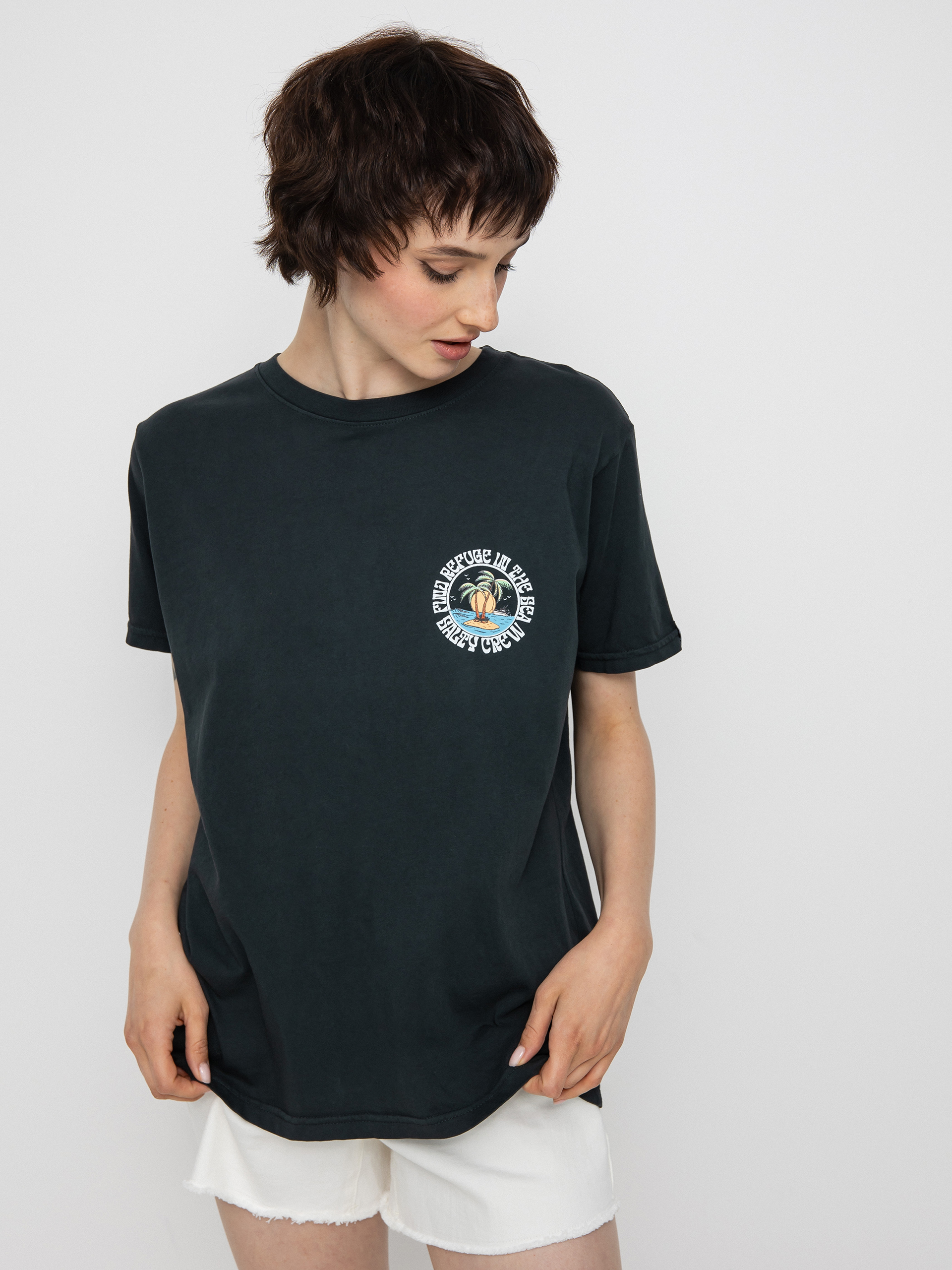 Salty Crew Dos Palms Boyfriend póló Wmn (vintage black)