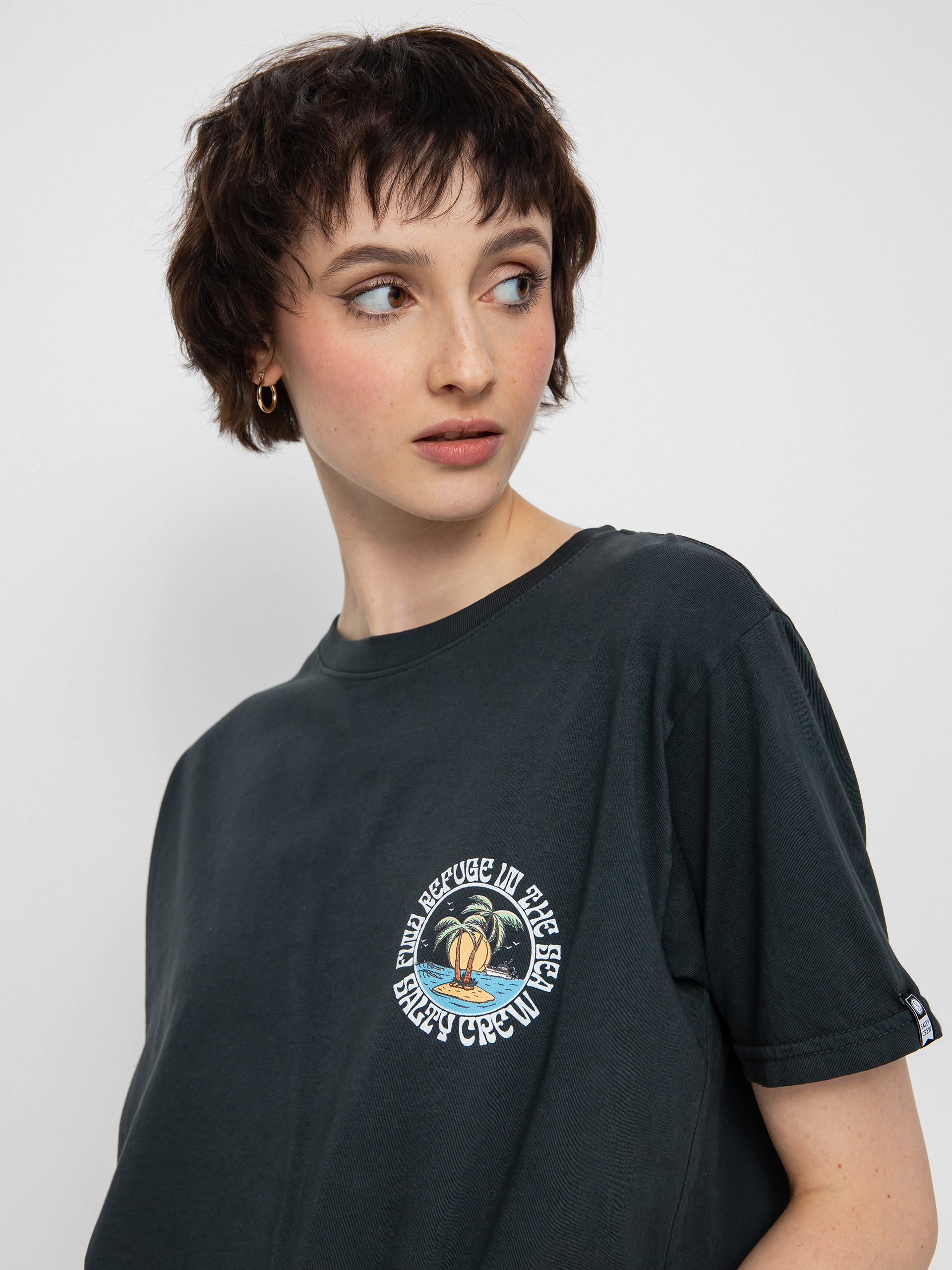 Salty Crew Dos Palms Boyfriend póló Wmn (vintage black)