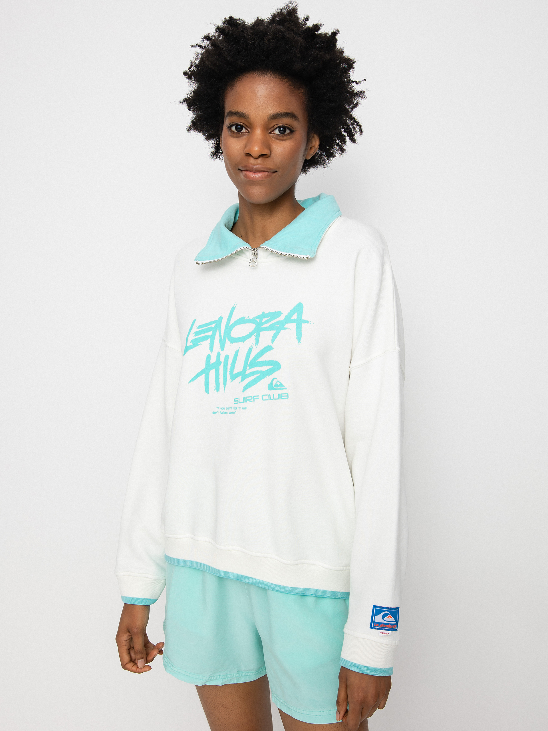 Quiksilver X Stranger Things Lenora Half Zip Pulóver Wmn (snow white)