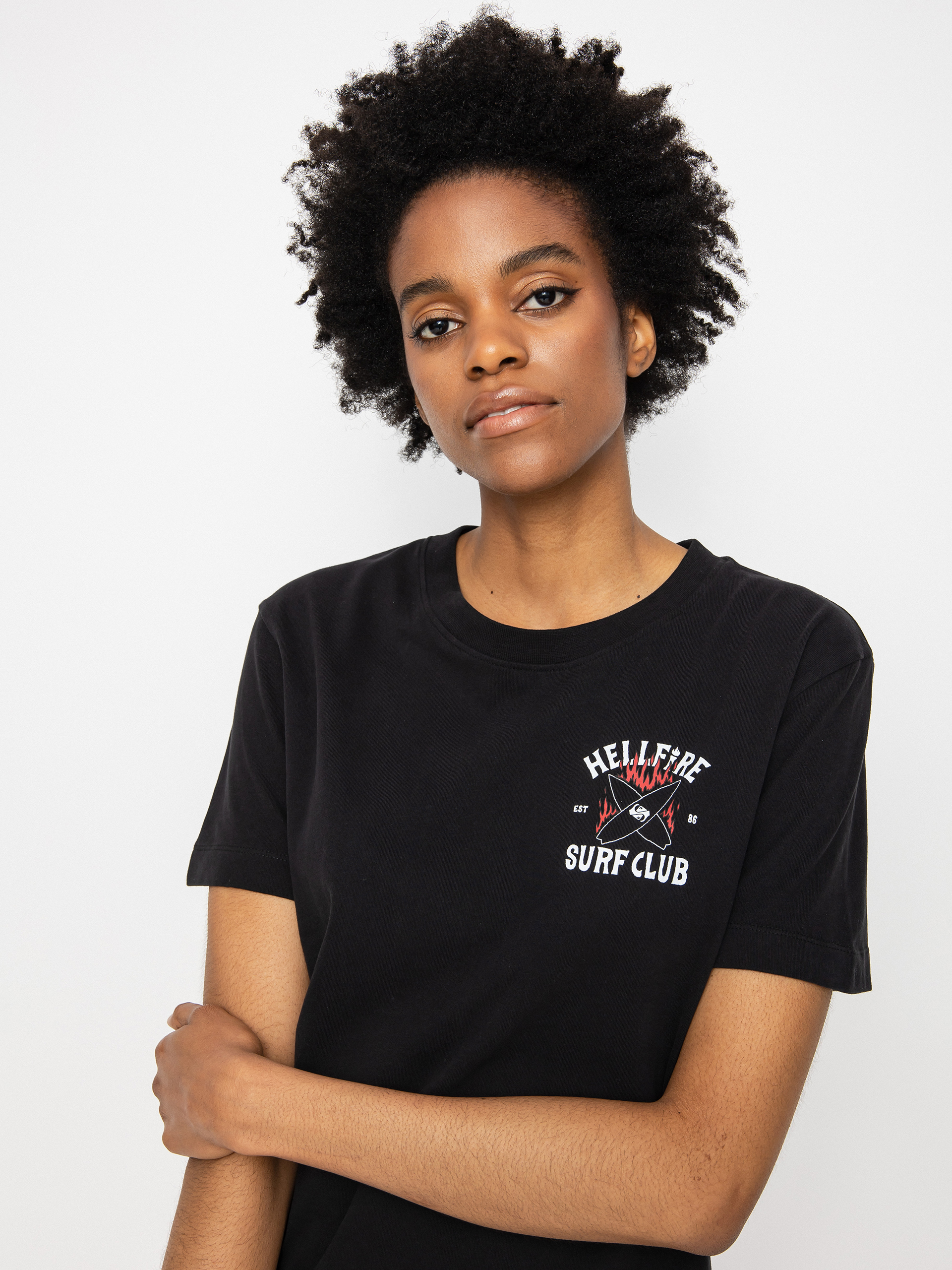 Quiksilver X Stranger Things 86 Crop póló Wmn (black)