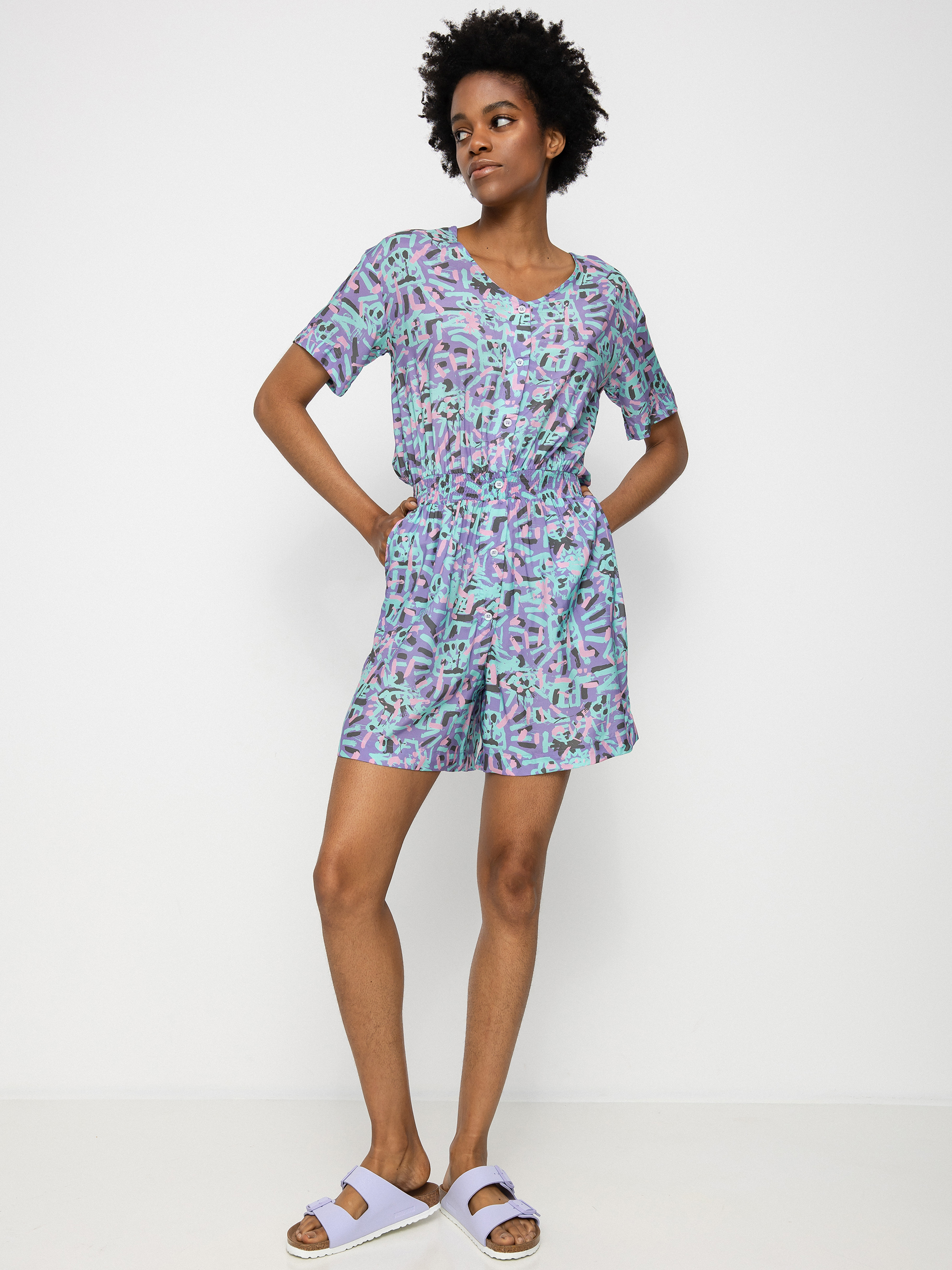 Quiksilver X Stranger Things Lenora Woven Romper Ruha Wmn (lenora warpaint marlin)