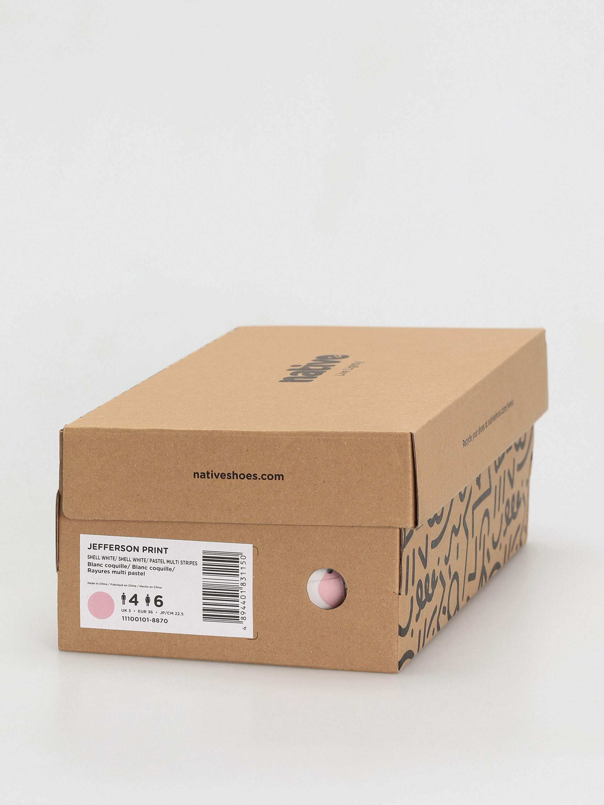 Native Jefferson Print Cipők (shell white/shell white/pastel multi stripe)