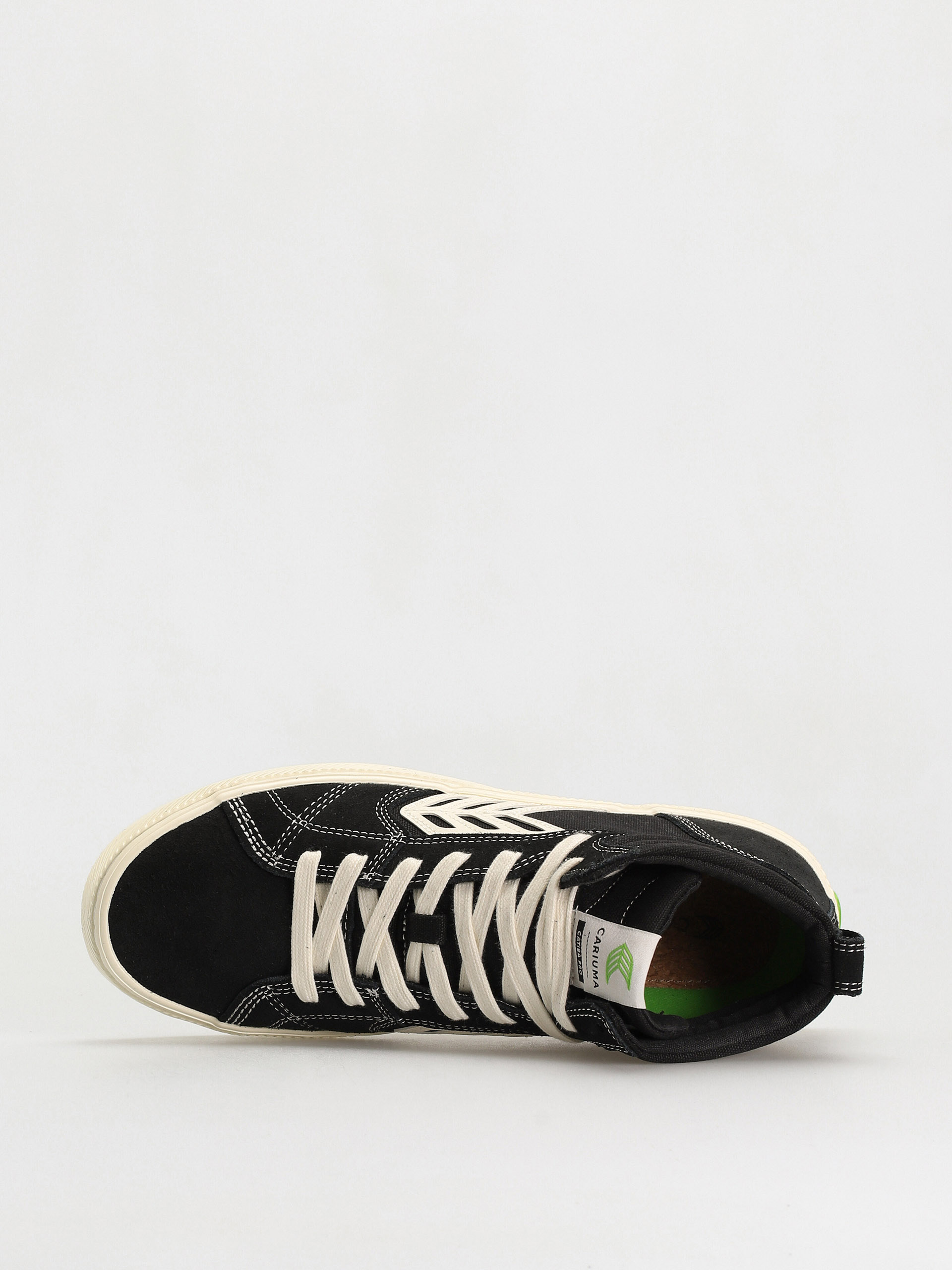 Cariuma Catiba High Pro Cipők (black suede and canvas contrast thread ivory logo)