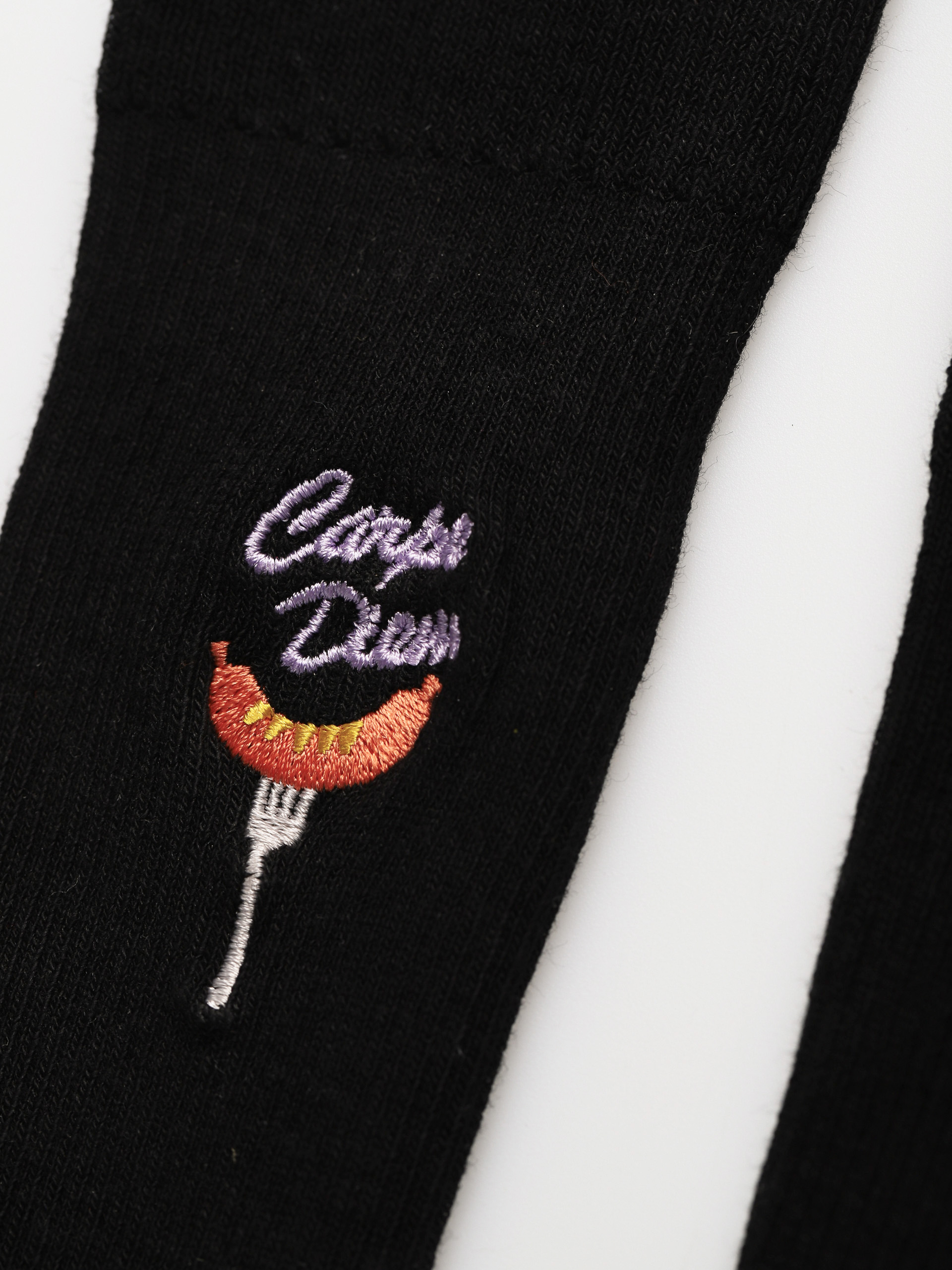 Happy Socks Ribbed Embroidery Carpe Diem Zokni (black)