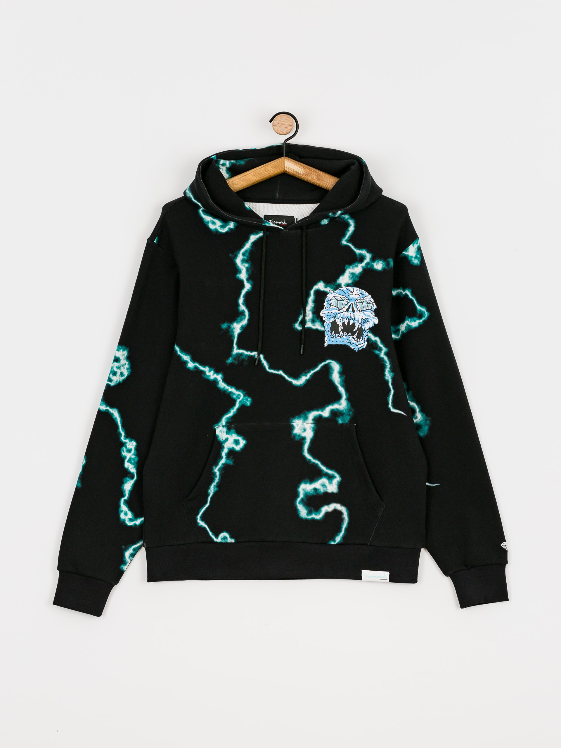 Diamond Supply Co. Mad Lightning Allover Print Pulóver (black)