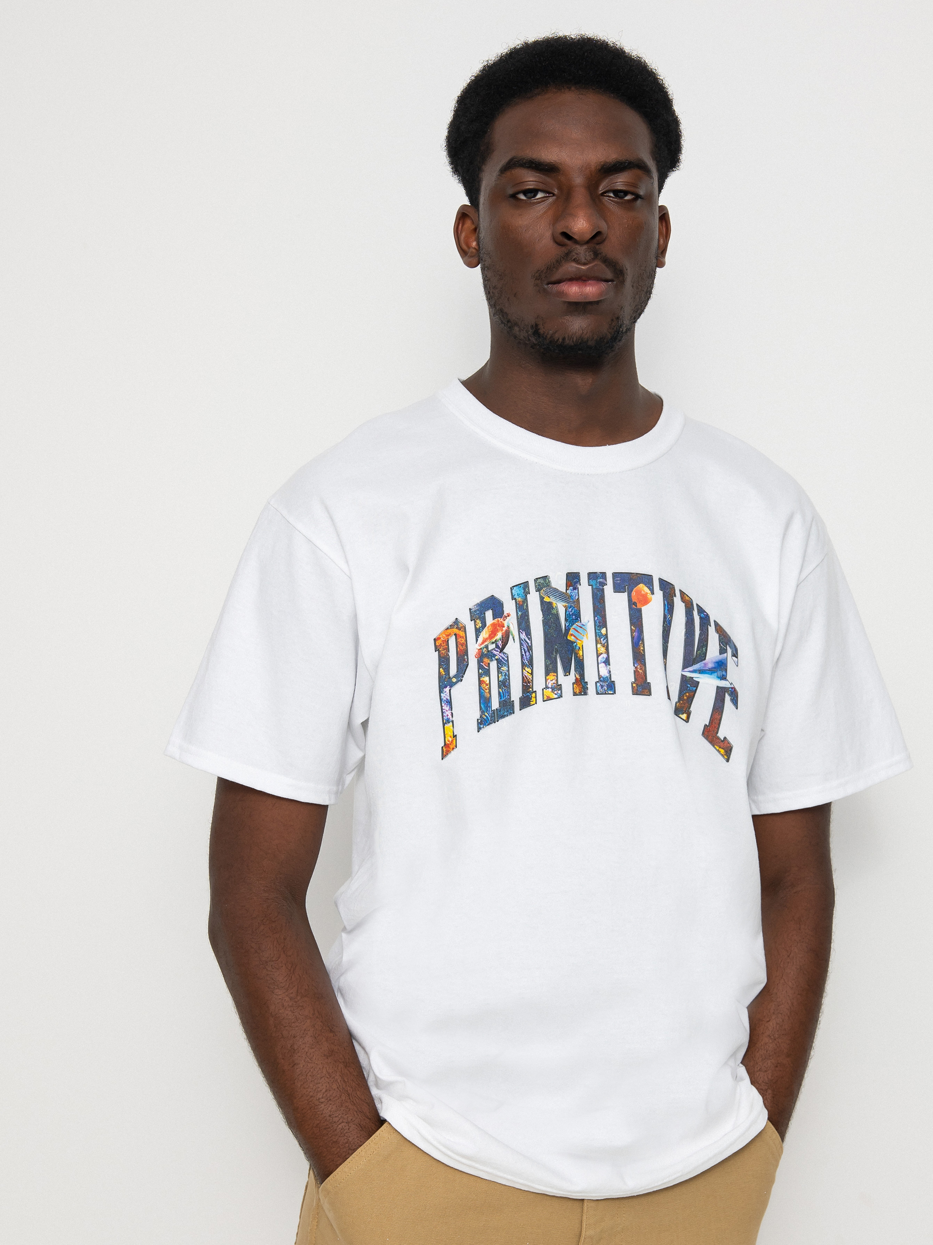 Primitive Collegiate Aquatic póló (white)