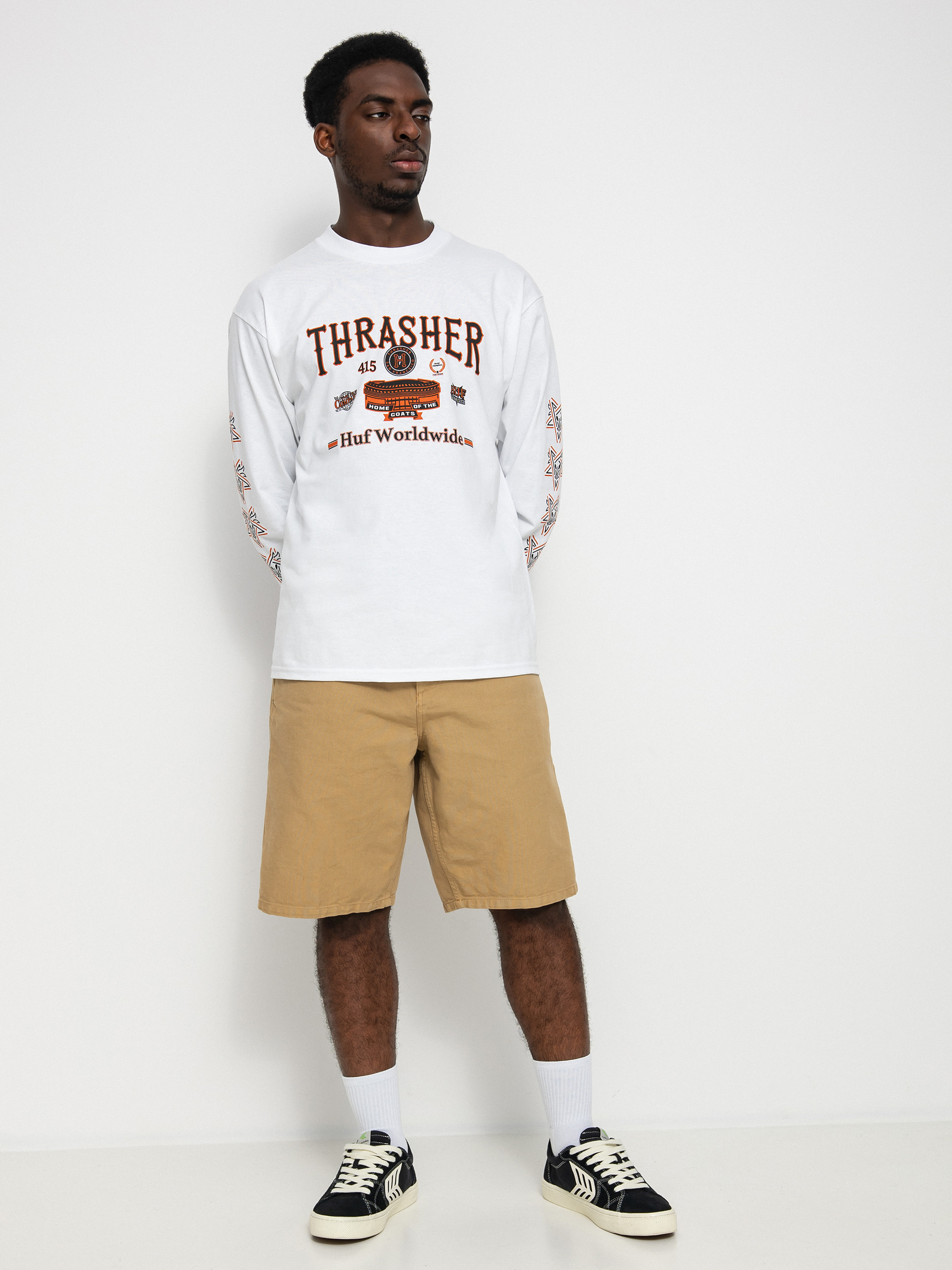 HUF X Thrasher Monteray Hosszú ujjú felső (white)