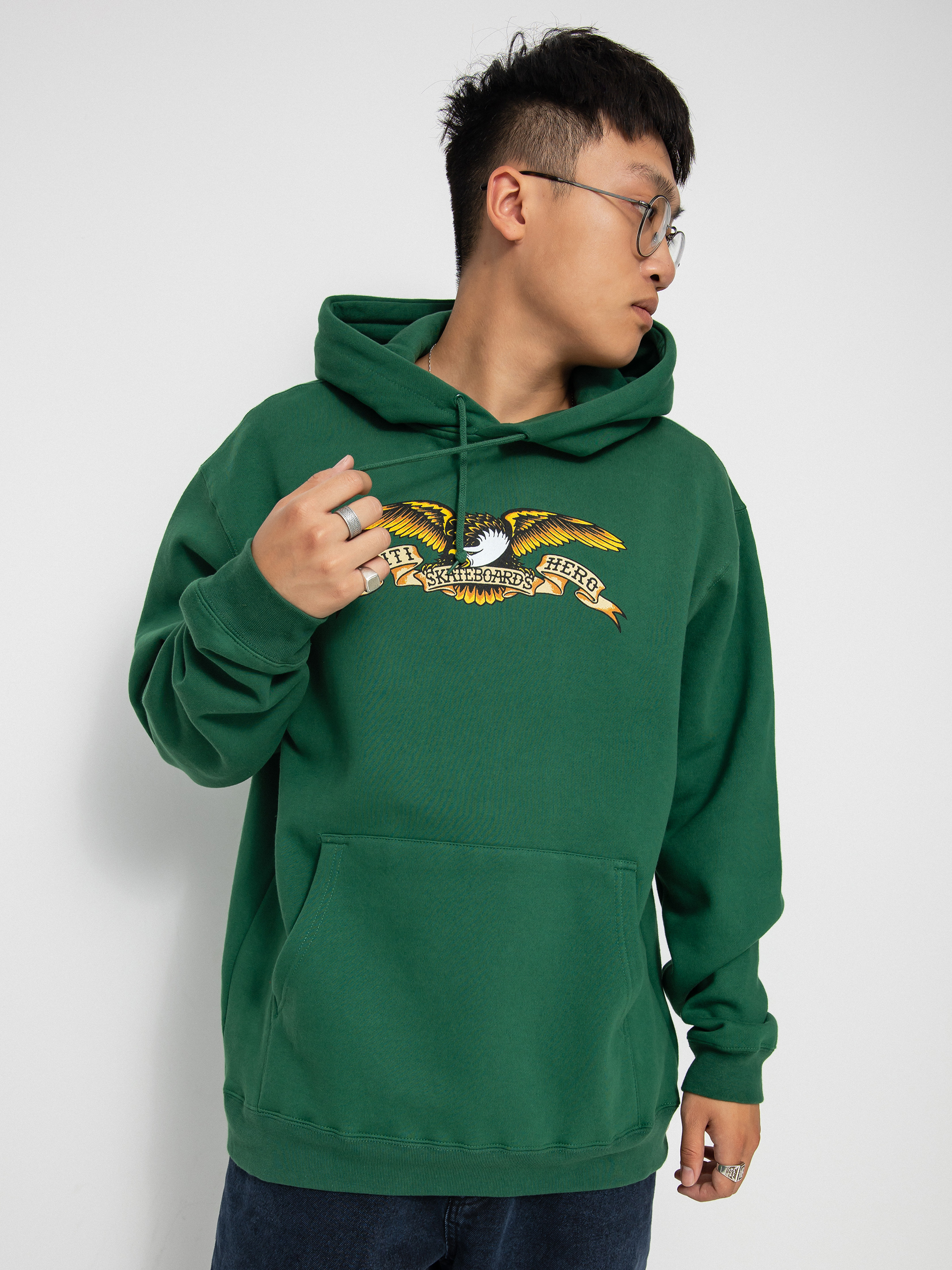 Antihero Eagle HD Kapucnis pulóver (dark green/brown)