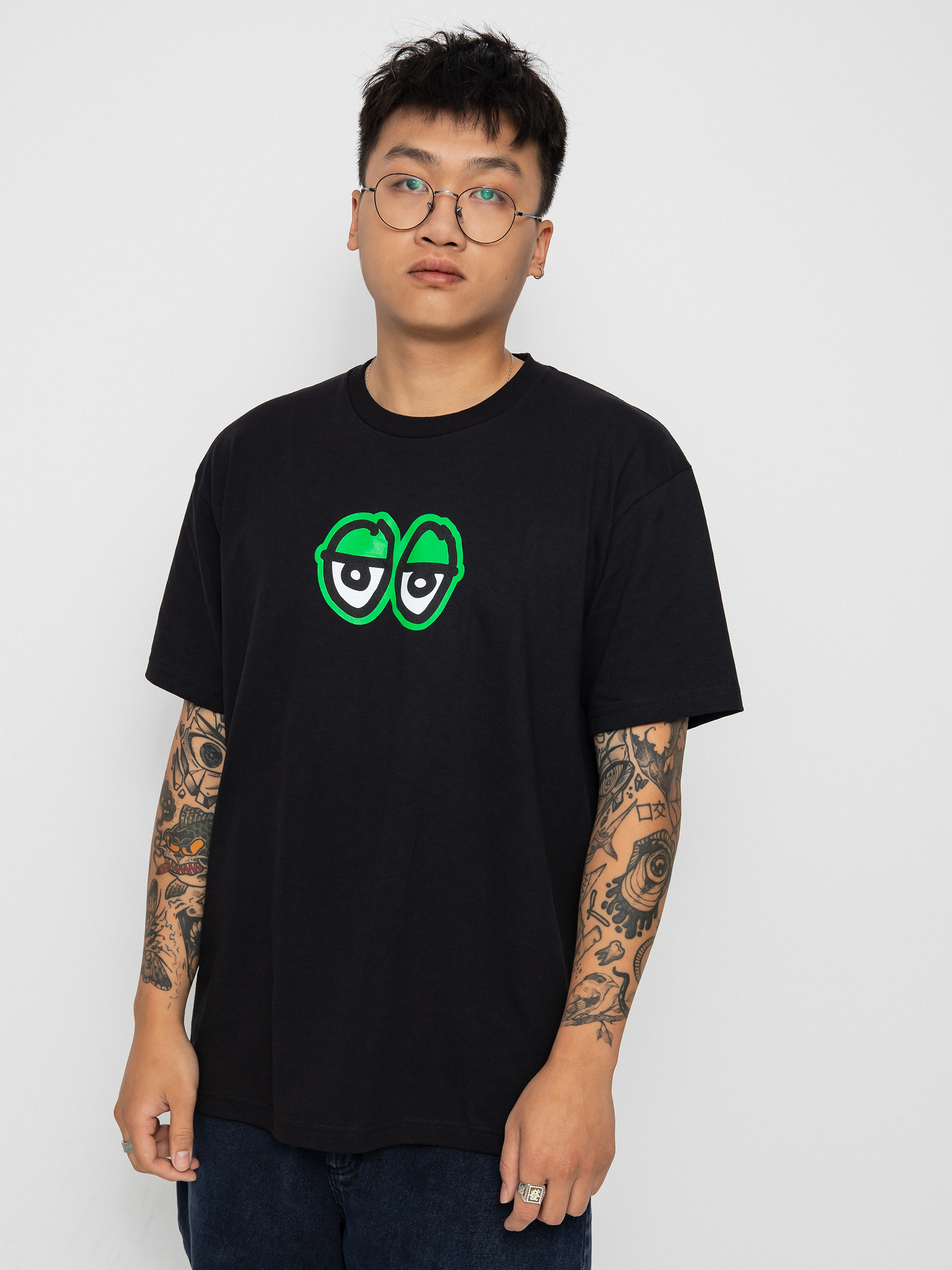 Krooked Eyes Lg póló (black/green)