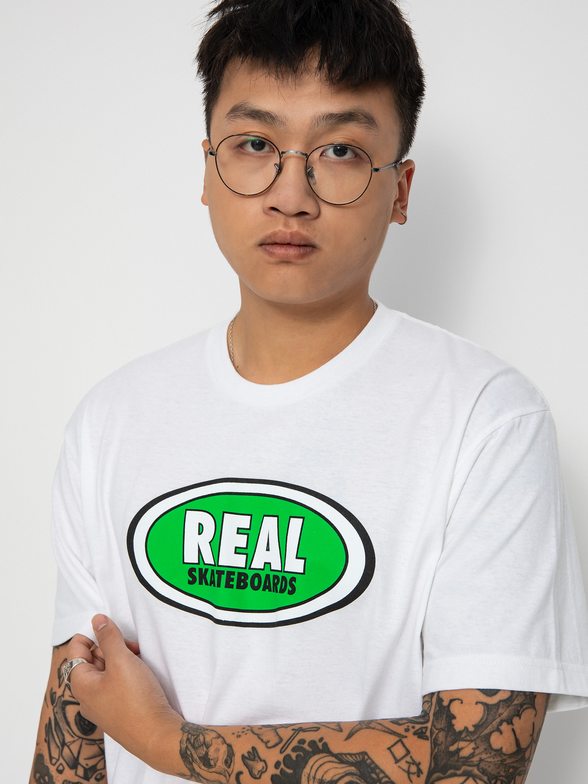 Real Oval póló (white/green)