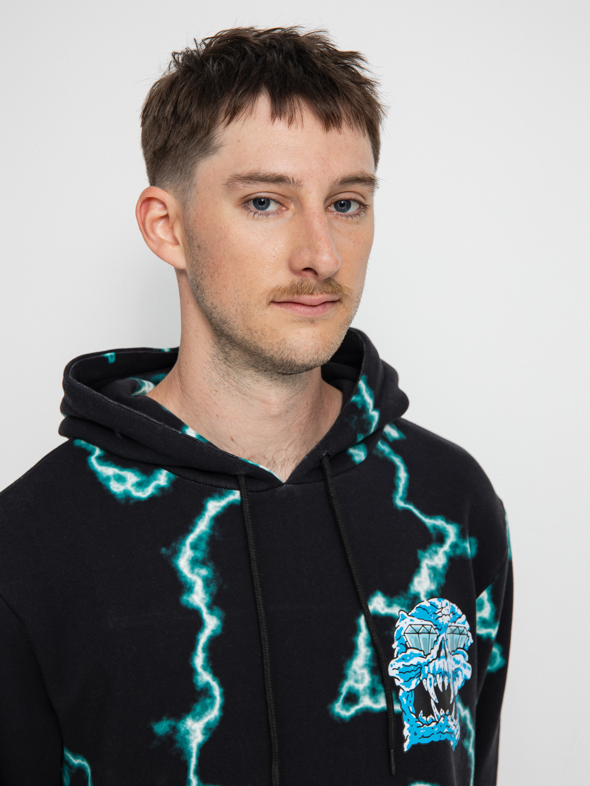 Diamond Supply Co. Mad Lightning Allover Print Pulóver (black)