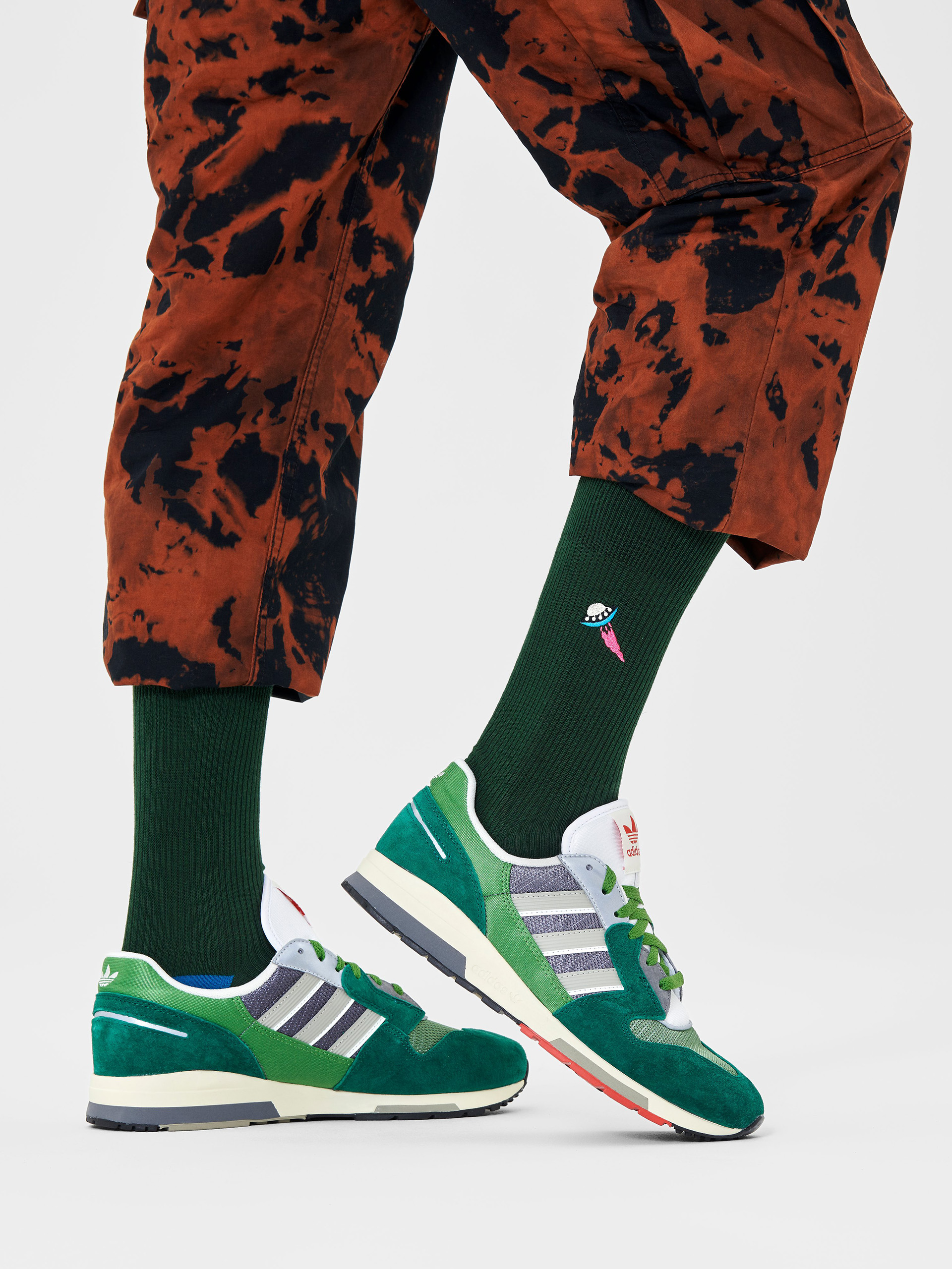 Happy Socks Ribbed Embroidery Ufo Zokni (brown)