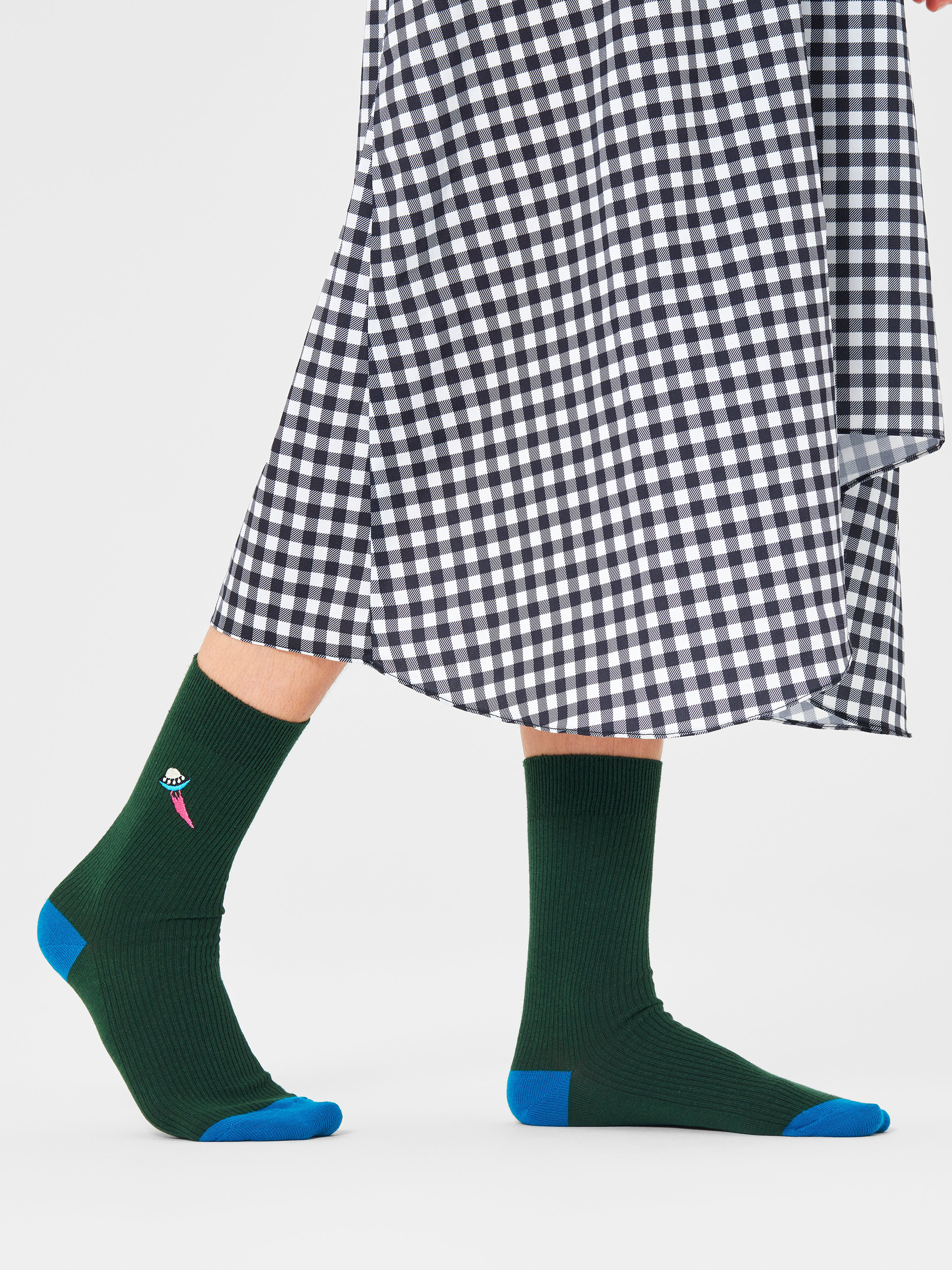 Happy Socks Ribbed Embroidery Ufo Zokni (brown)