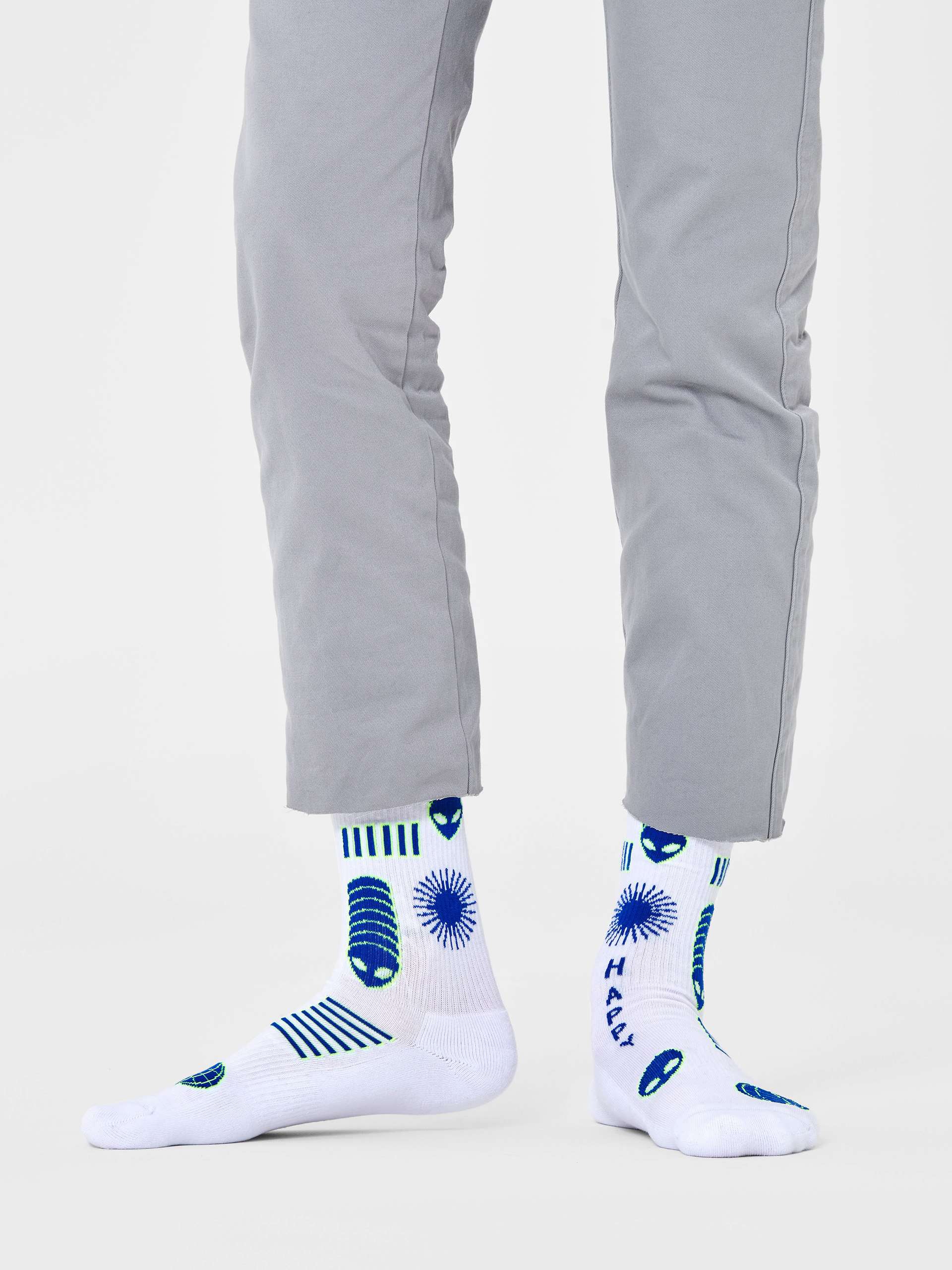 Happy Socks Space Creatures Crew Zokni (white)