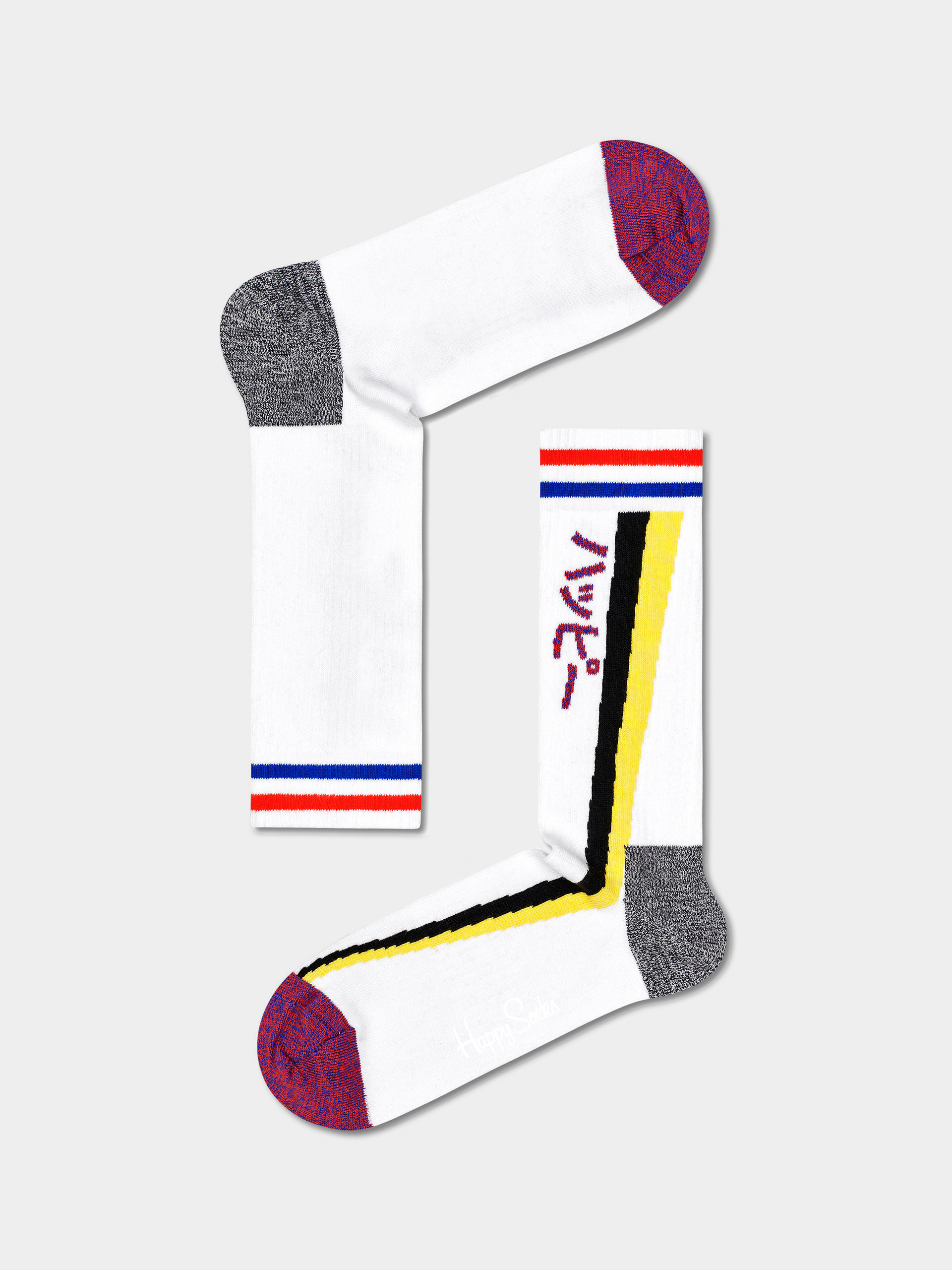 Happy Socks Shooting Stripe Thin Crew Zokni (white)