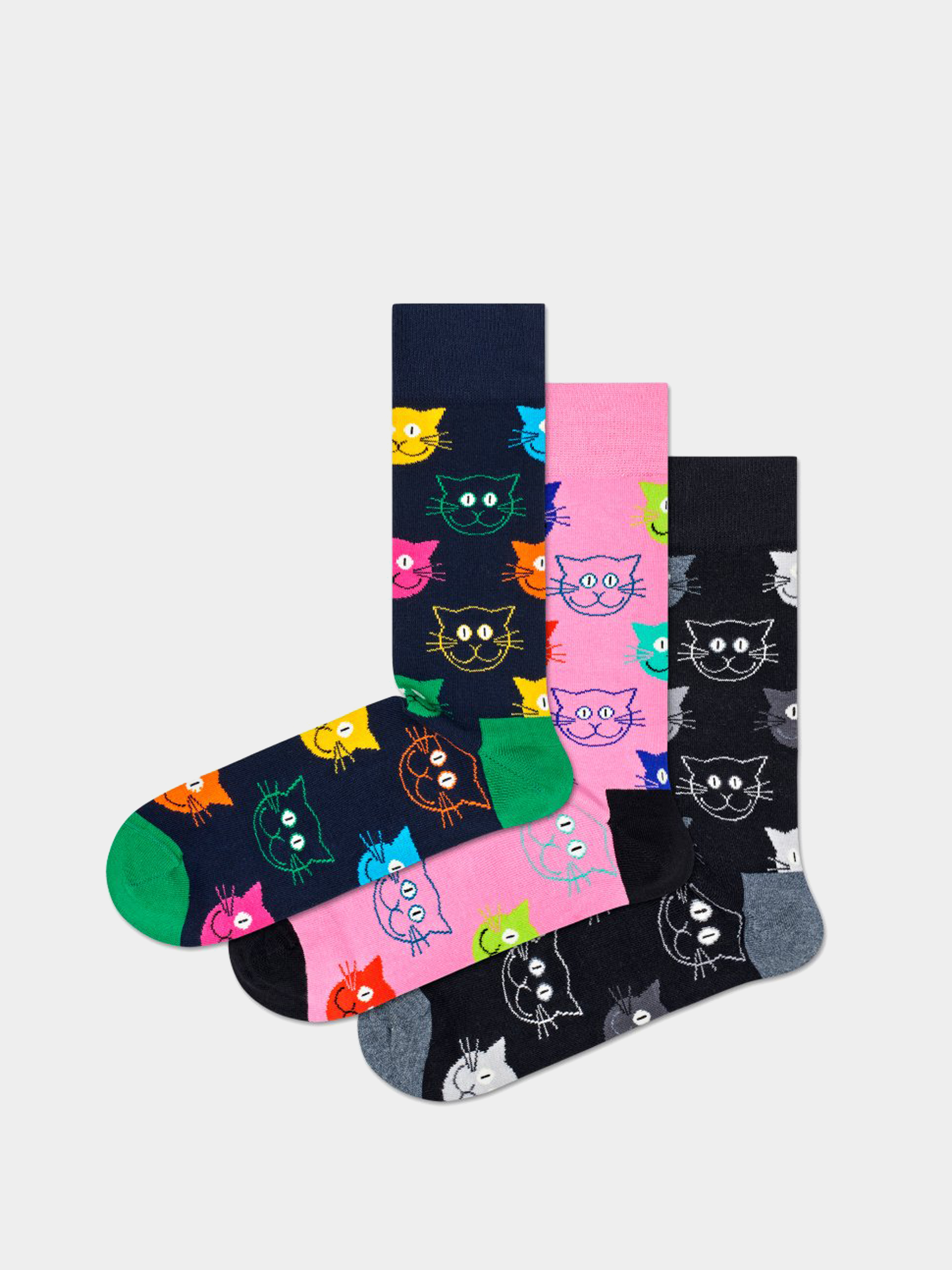 Happy Socks 3 Pack Mixed Cat Gift Set Zokni (multi)