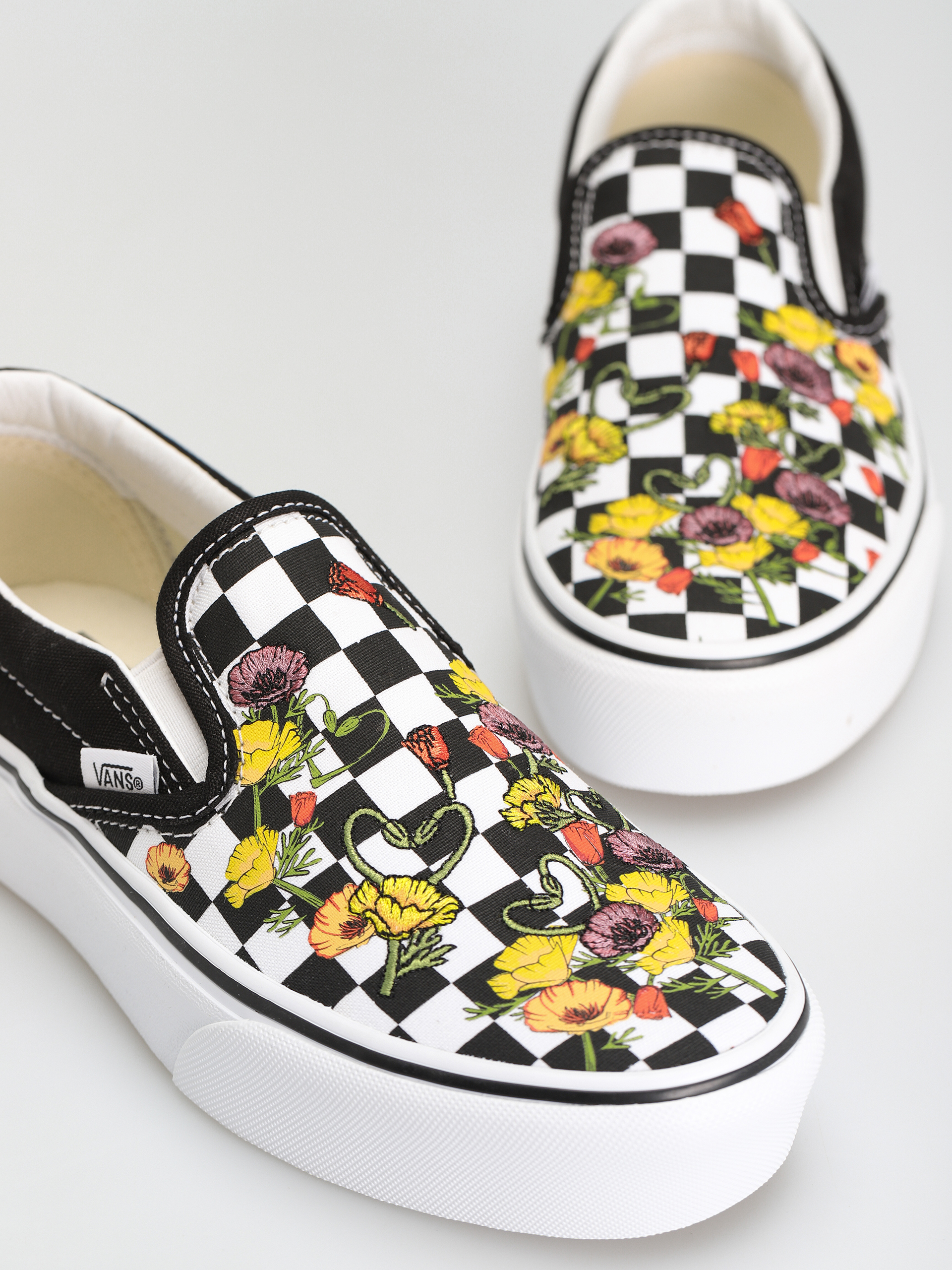 Vans Classic Slip On Platform Cipők (poppy checkerboard black/multi)