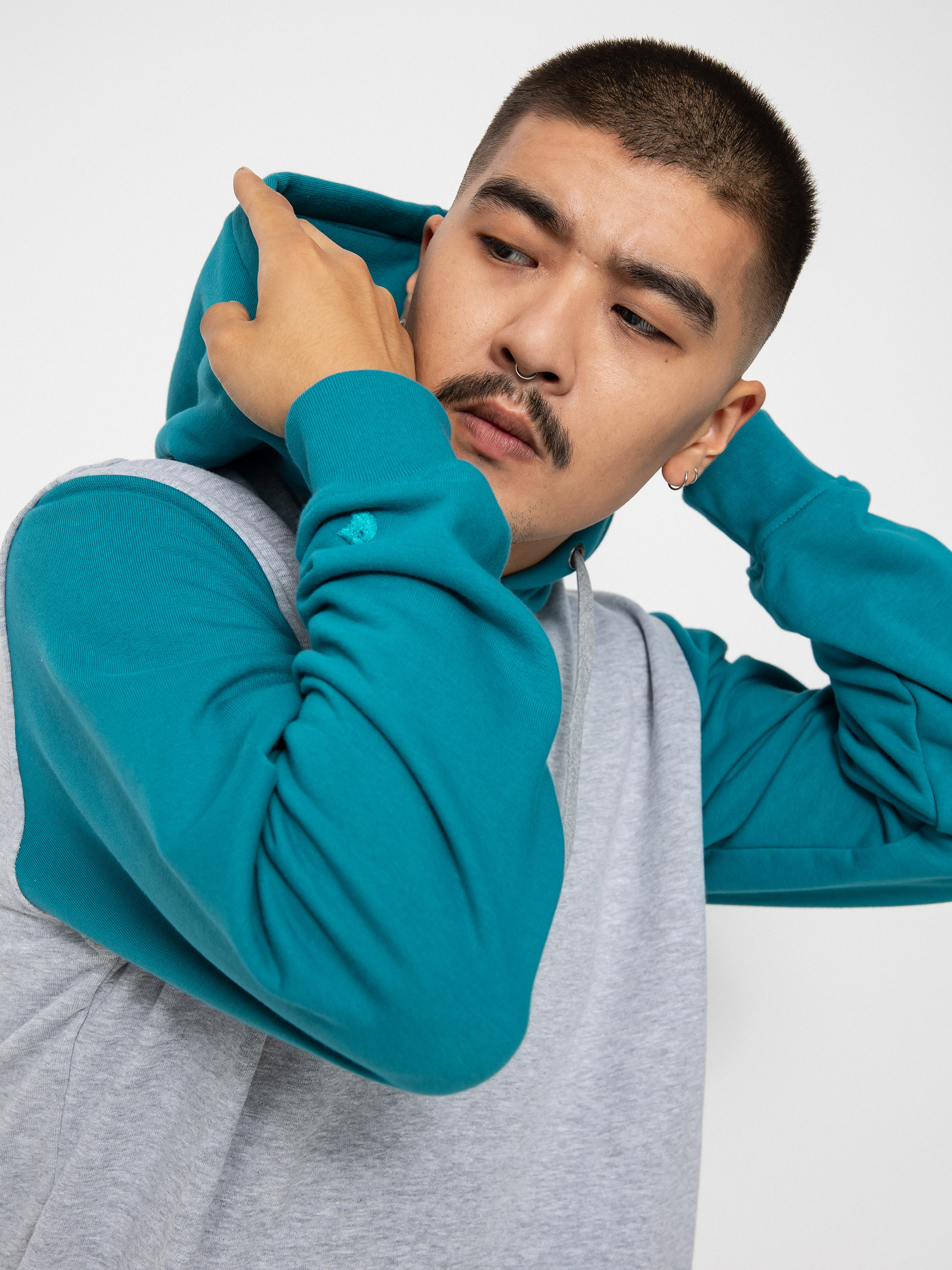 Nervous Initial HD Kapucnis pulóver (ocean grey)