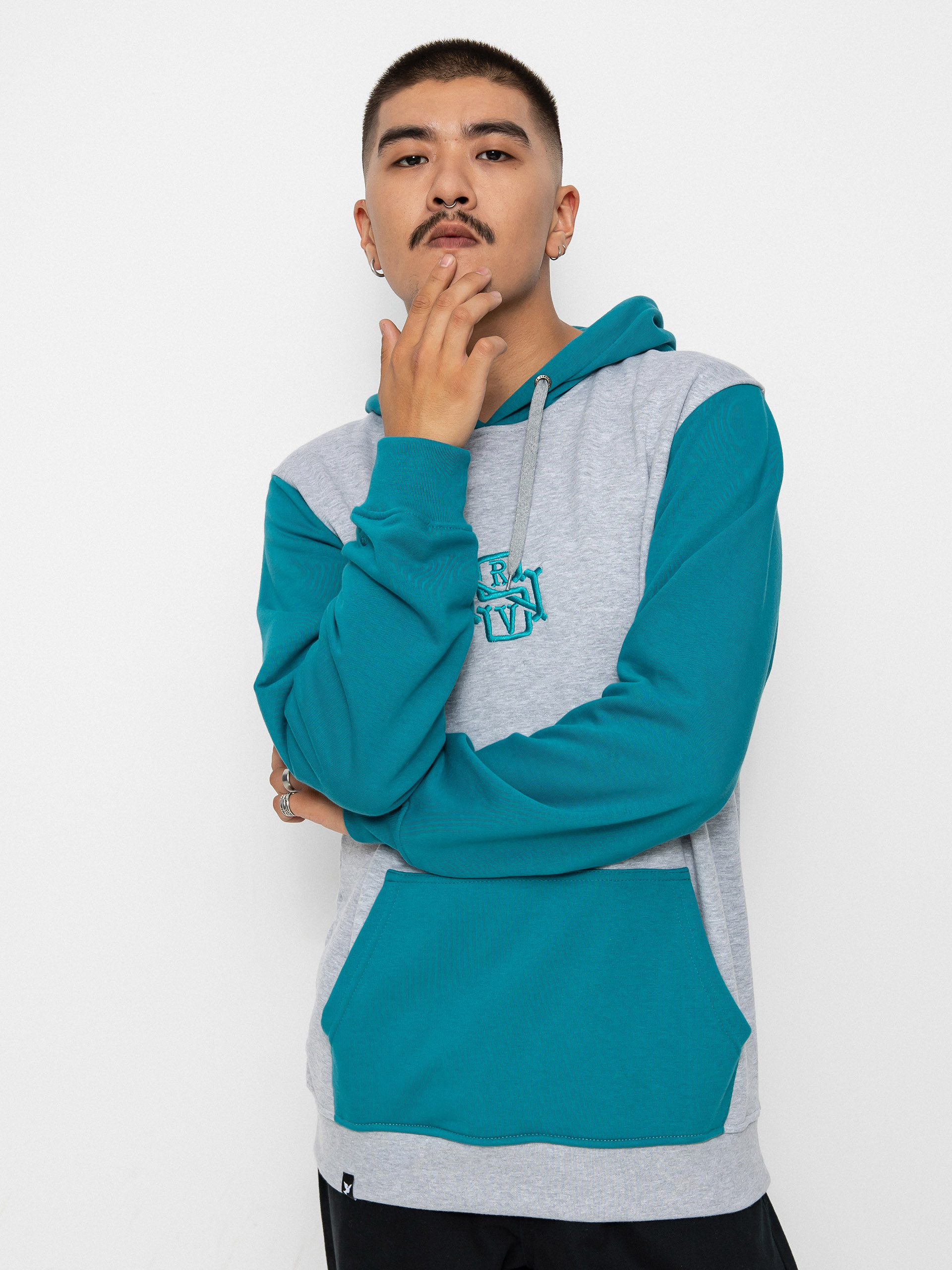 Nervous Initial HD Kapucnis pulóver (ocean grey)